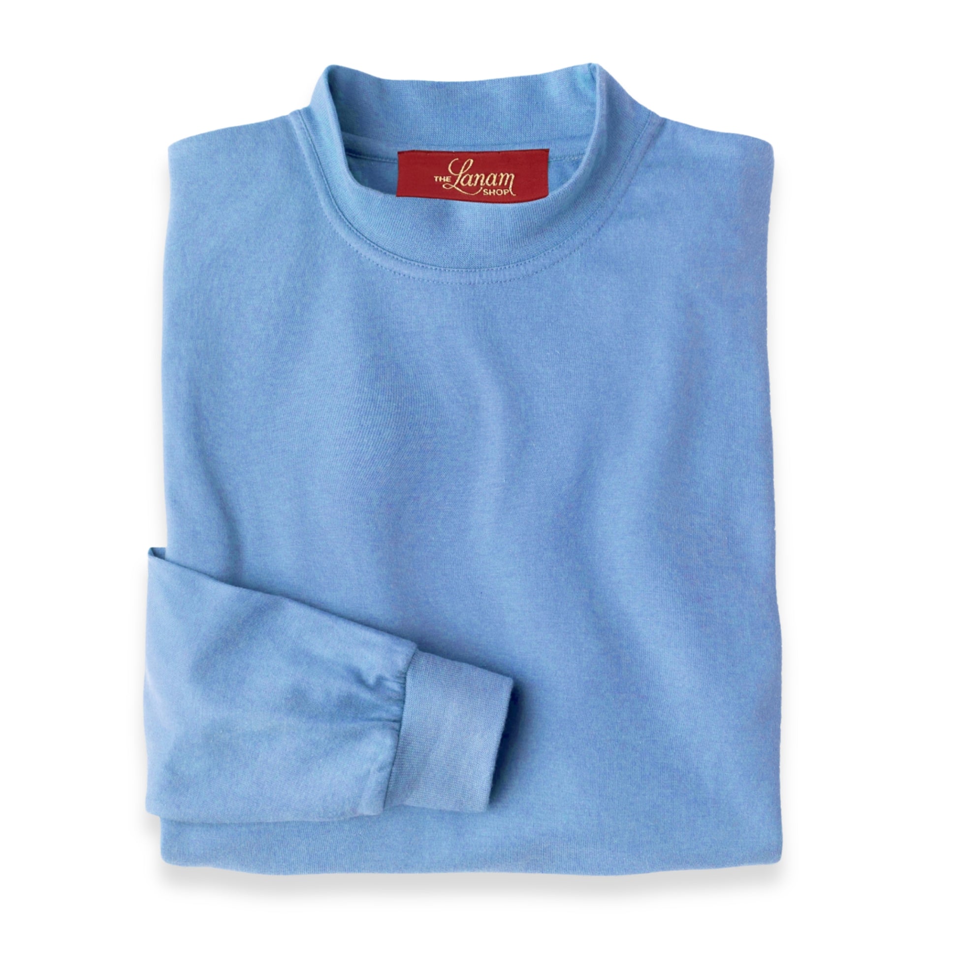 Men's Pima Cotton Long-Sleeve Mock Turtleneck Shirt | Coastal Blue