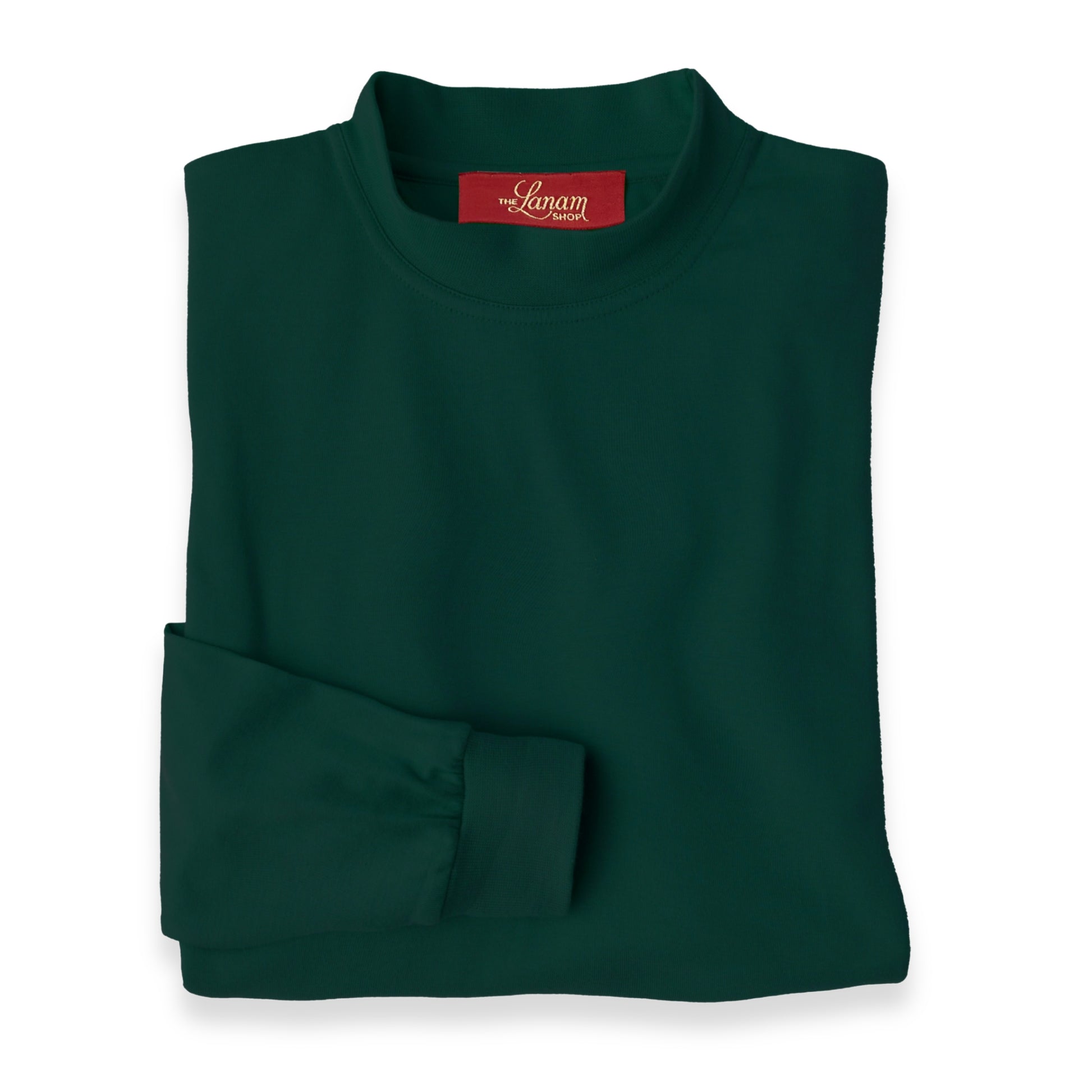 Men's Pima Cotton Long-Sleeve Mock Turtleneck Shirt | Forest Green