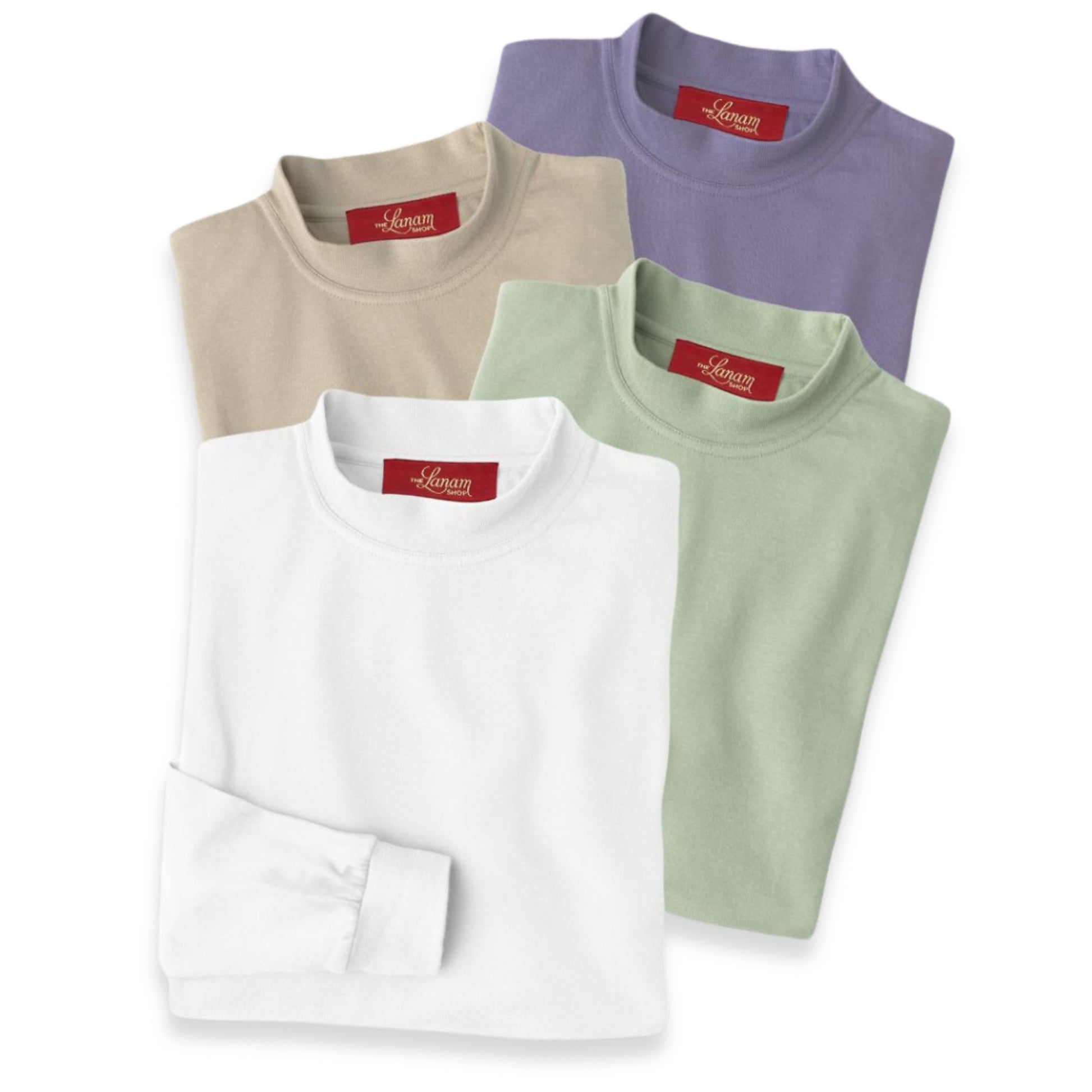 Men's Pima Cotton Long-Sleeve Mock Turtleneck Shirt