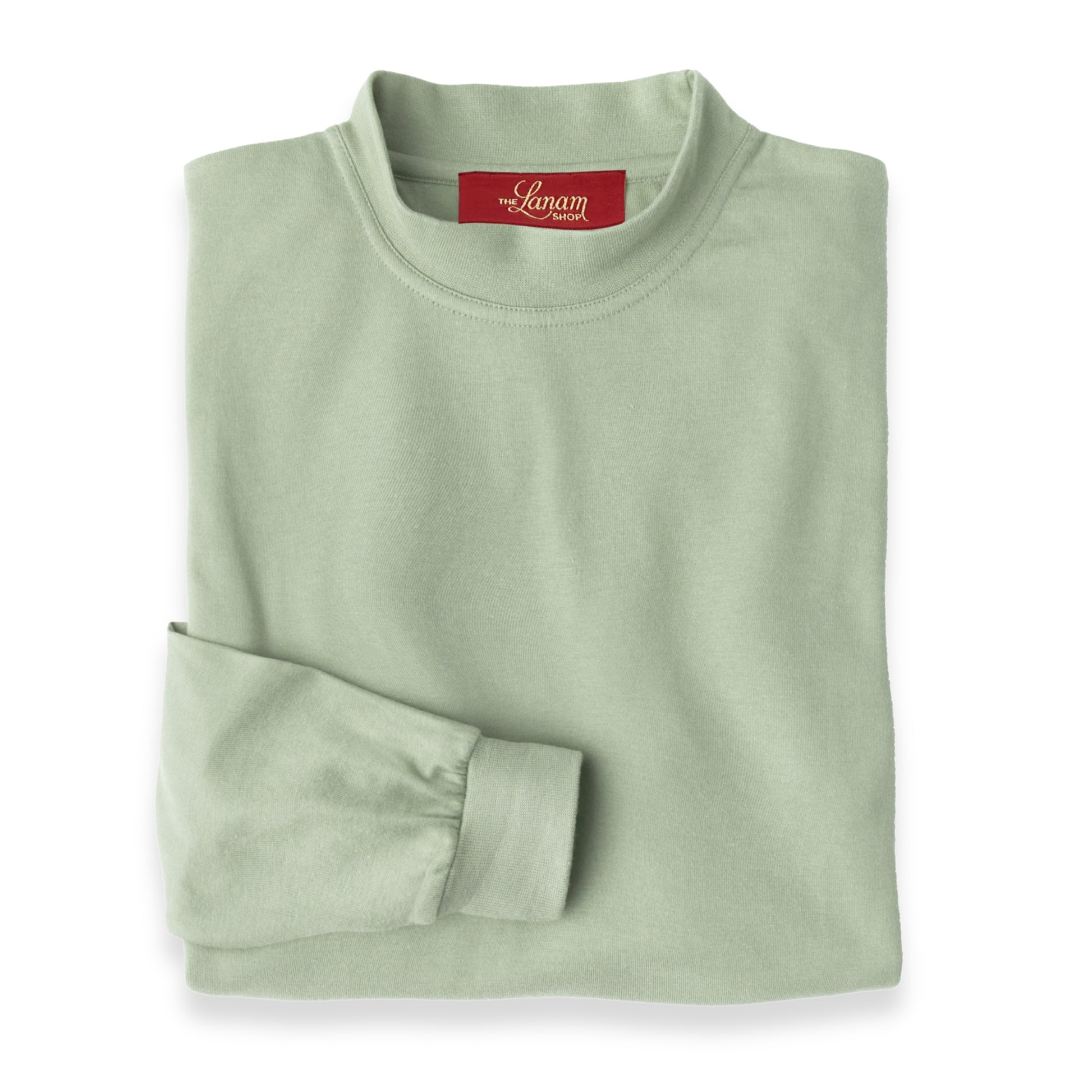 Men's Pima Cotton Long-Sleeve Mock Turtleneck Shirt | Light Sage Green