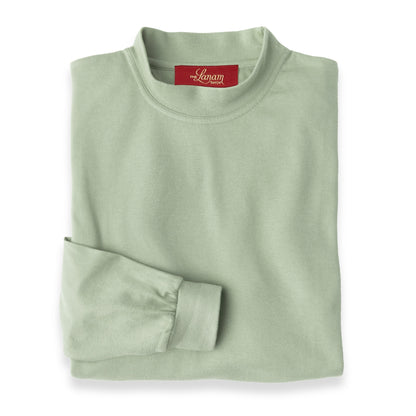 Men's Pima Cotton Long-Sleeve Mock Turtleneck Shirt | Light Sage Green