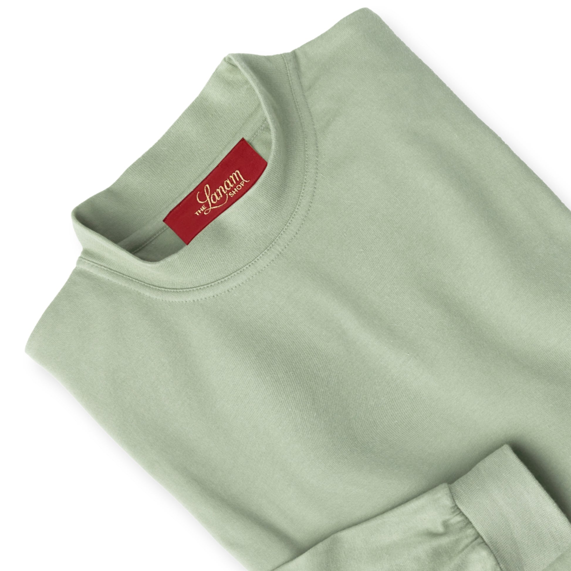 Men's Pima Cotton Long-Sleeve Mock Turtleneck Shirt | Light Sage Green