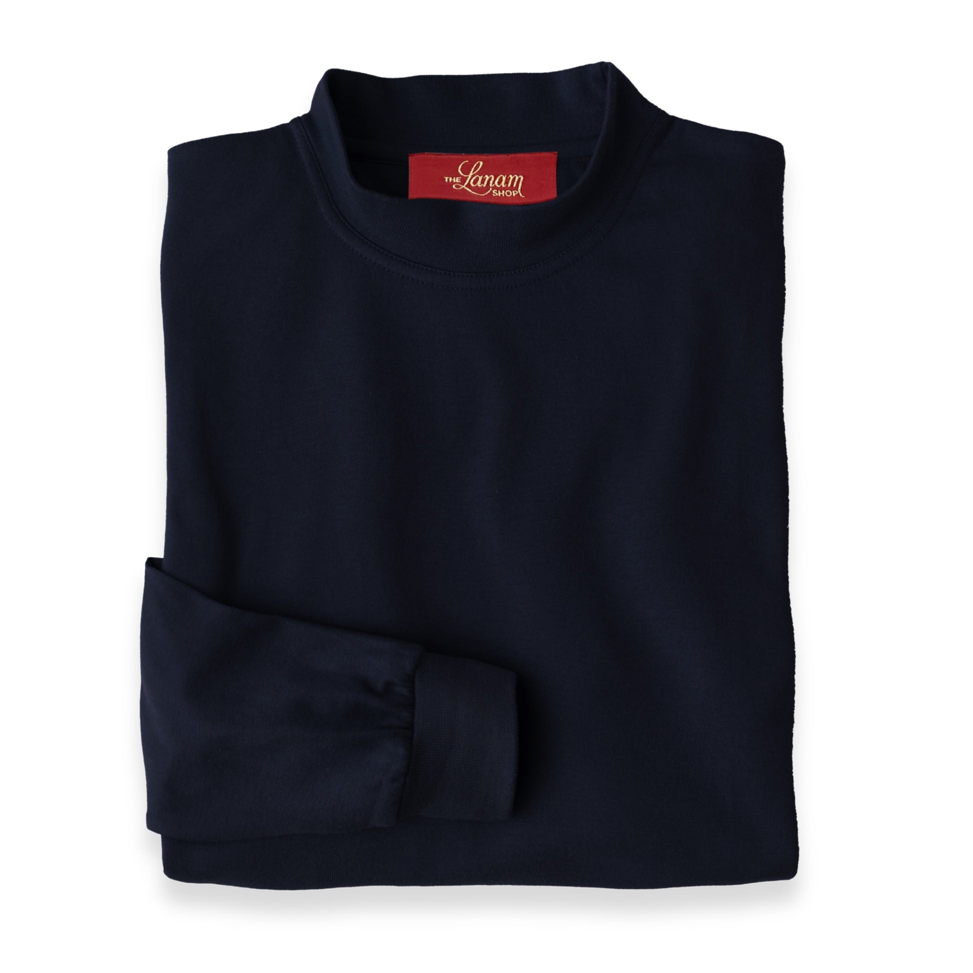 Men's Pima Cotton Long-Sleeve Mock Turtleneck Shirt | Navy Blue