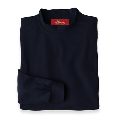 Men's Pima Cotton Long-Sleeve Mock Turtleneck Shirt | Navy Blue