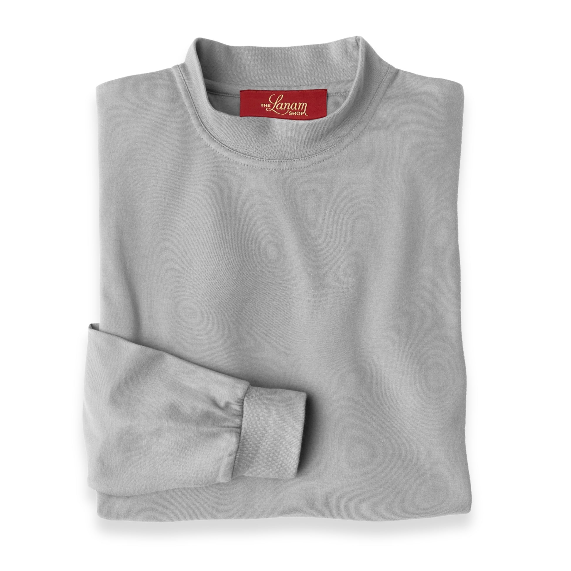 Men's Pima Cotton Long-Sleeve Mock Turtleneck Shirt | Silver
