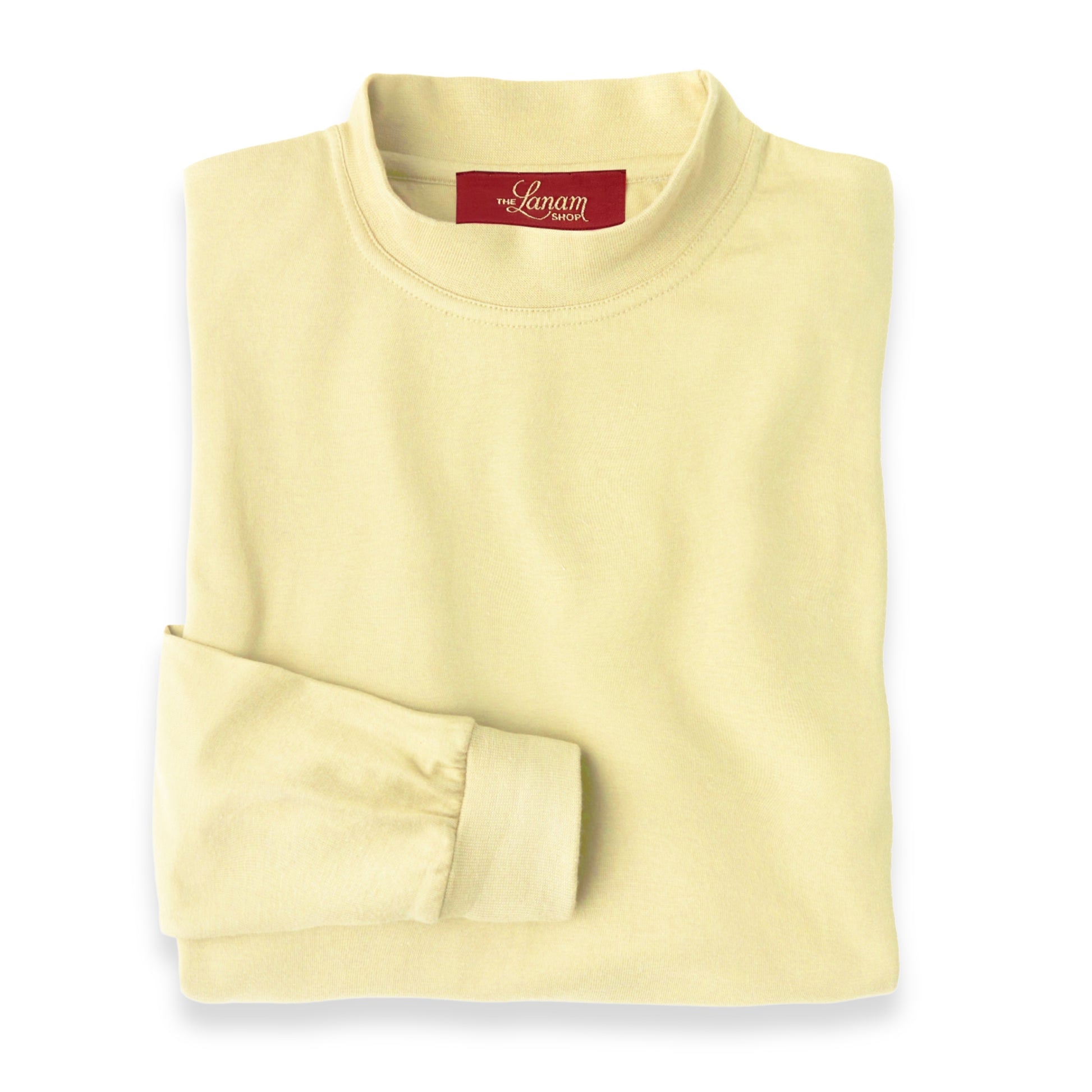 Men's Pima Cotton Long-Sleeve Mock Turtleneck Shirt | Soft Yellow