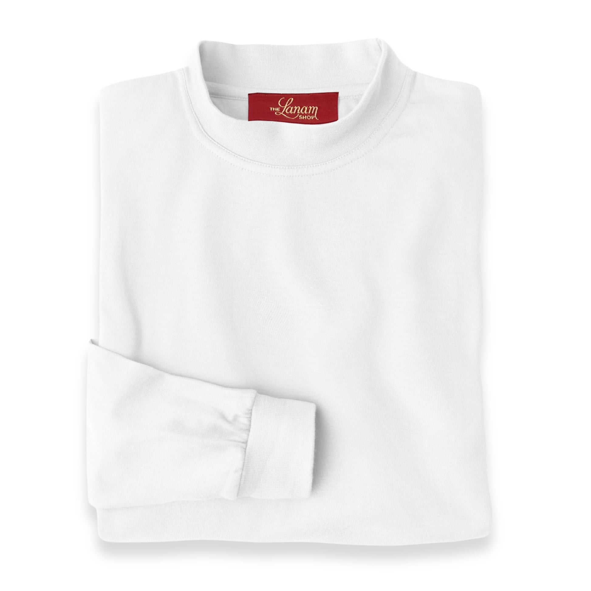 Men's Pima Cotton Long-Sleeve Mock Turtleneck Shirt | White