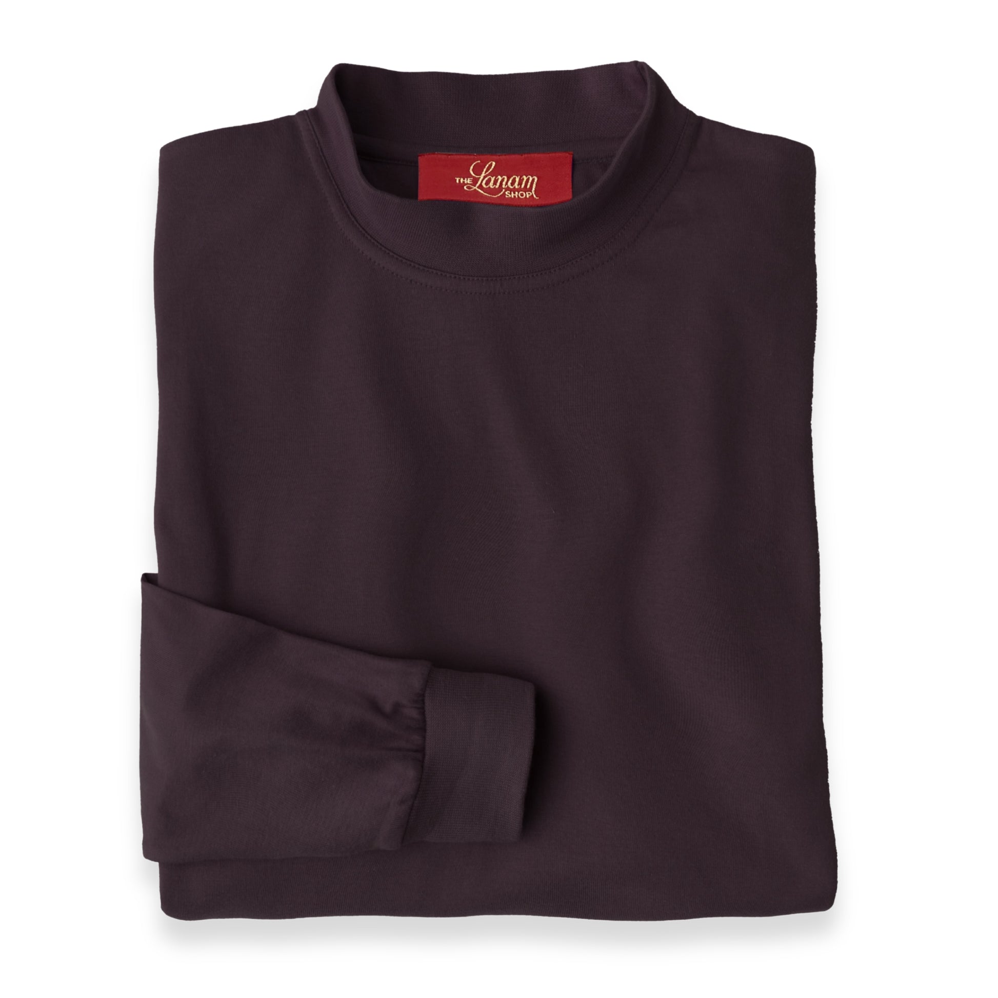 Men's Pima Cotton Long-Sleeve Mock Turtleneck Shirt | Wine