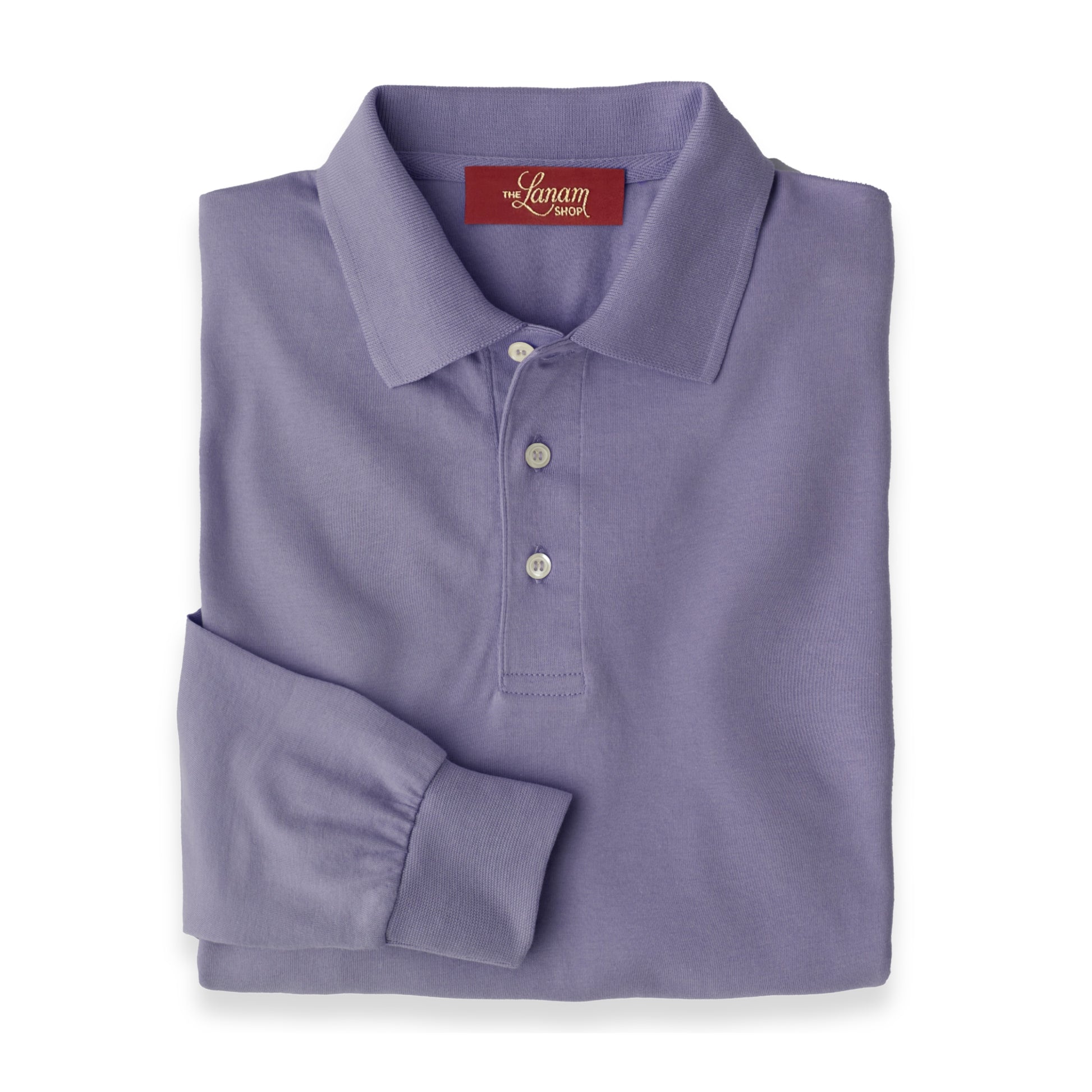Men’s Pima Cotton Long-Sleeve Polo Shirt | Lavender