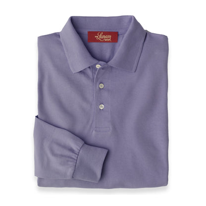 Men’s Pima Cotton Long-Sleeve Polo Shirt | Lavender