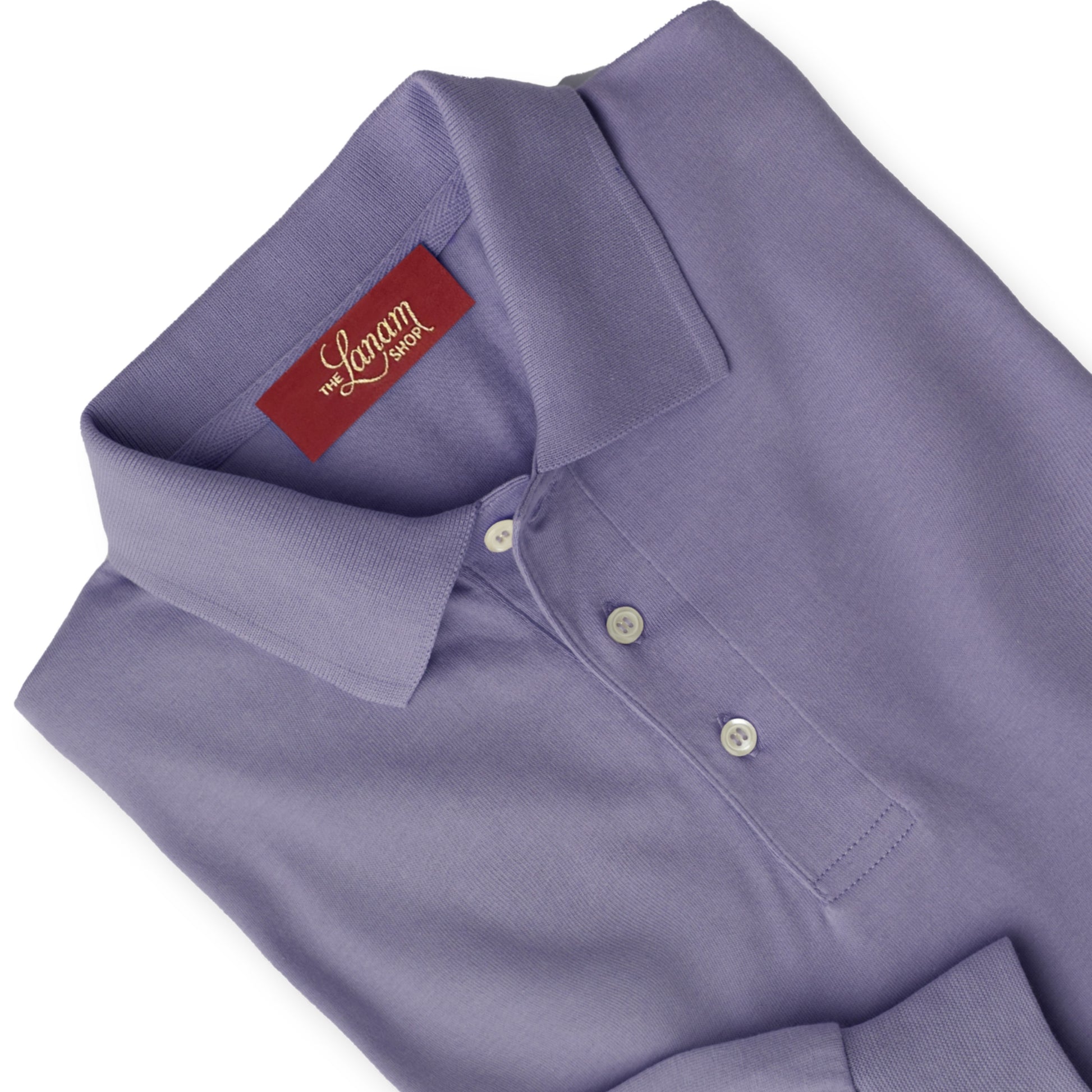Men’s Pima Cotton Long-Sleeve Polo Shirt | Lavender