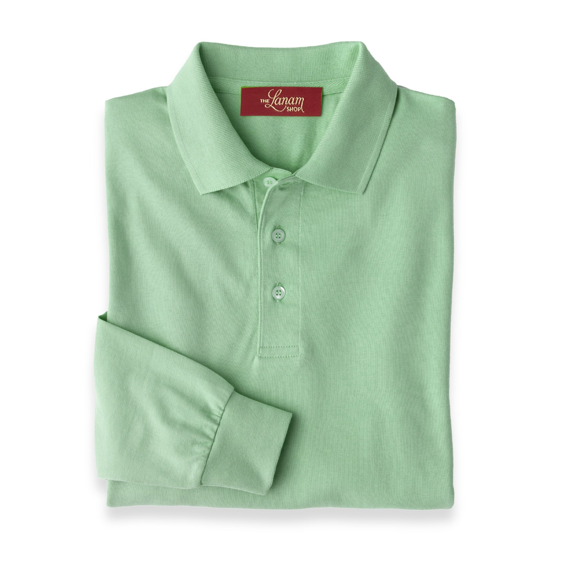 Men’s Pima Cotton Long-Sleeve Polo Shirt | Lime Green