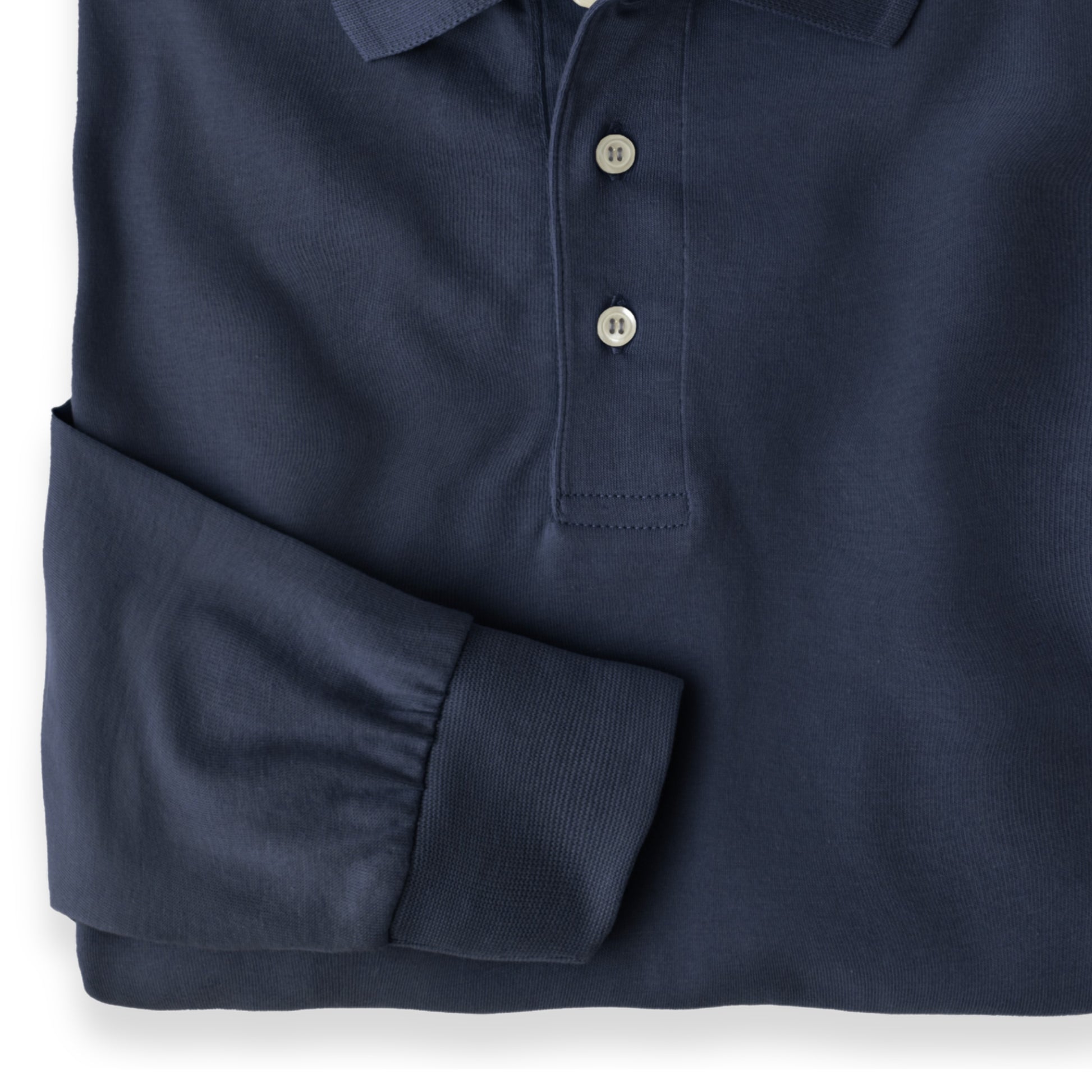 Men’s Pima Cotton Long-Sleeve Polo Shirt | Navy Blue