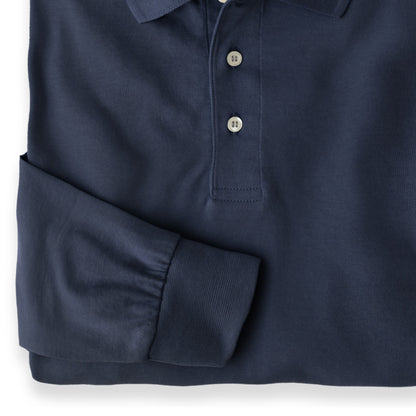 Men’s Pima Cotton Long-Sleeve Polo Shirt | Navy Blue