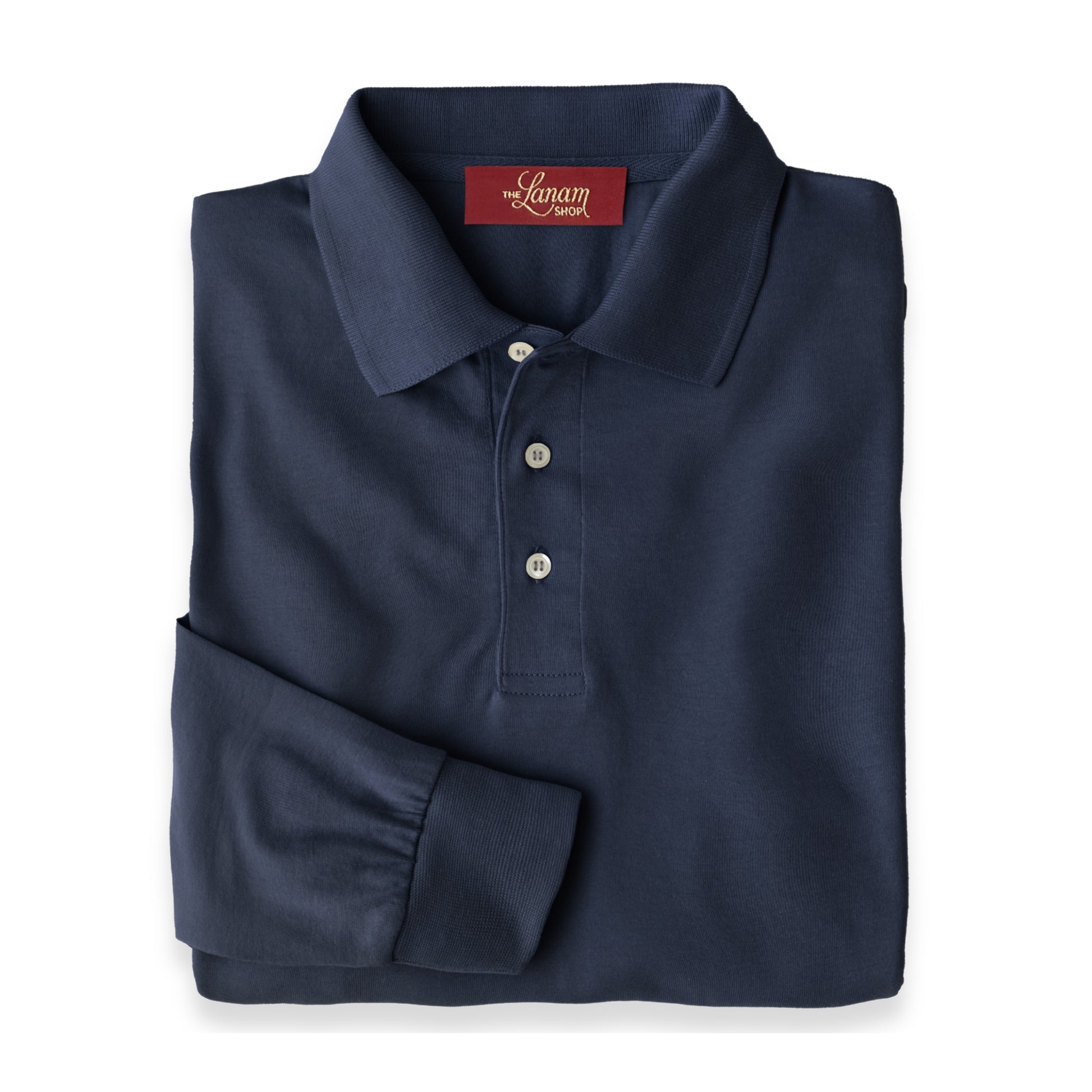 Men’s Pima Cotton Long-Sleeve Polo Shirt | Navy Blue