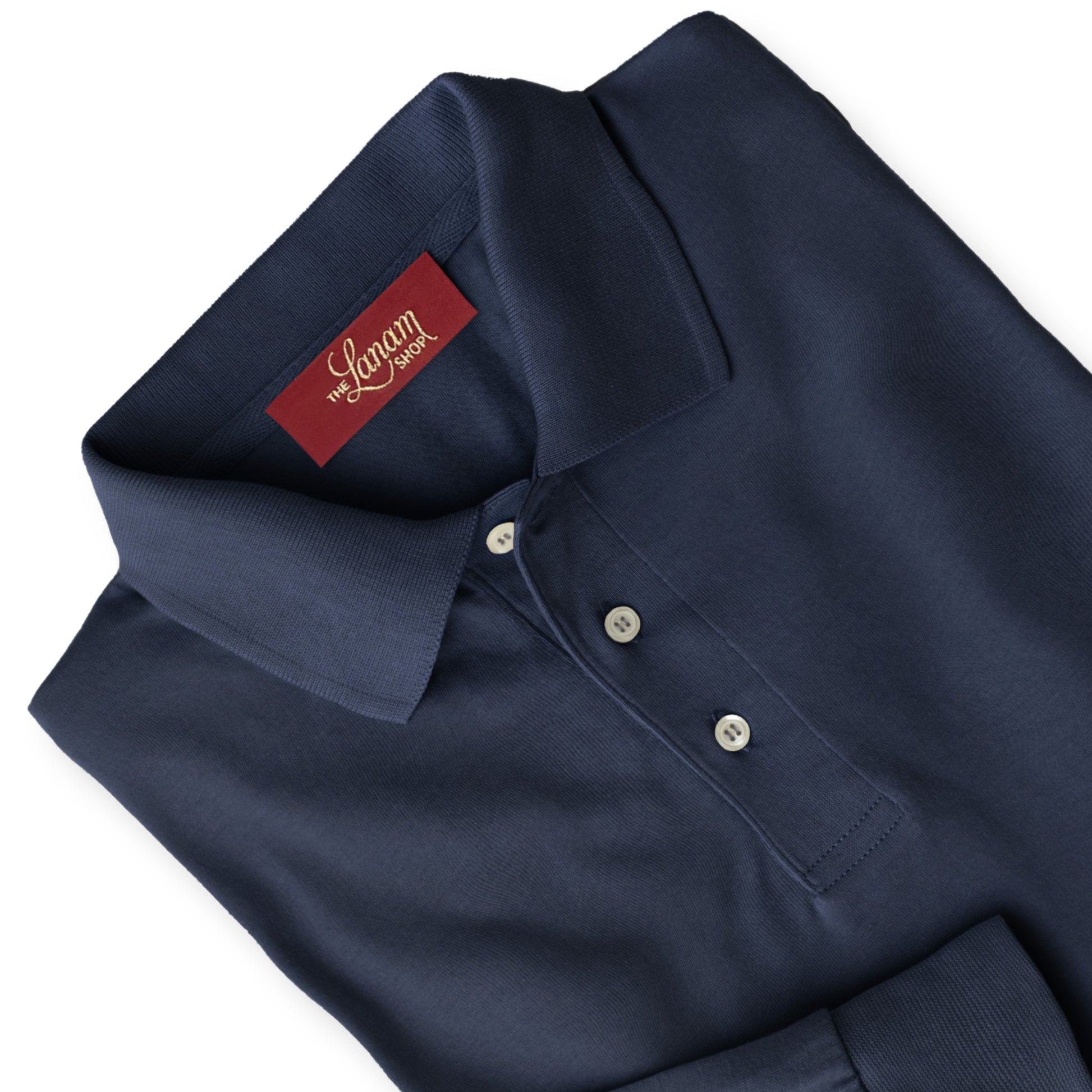 Men’s Pima Cotton Long-Sleeve Polo Shirt | Navy Blue