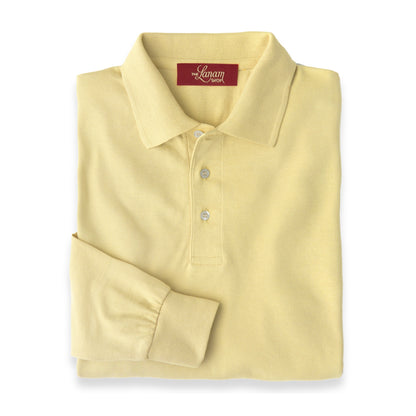 Men’s Pima Cotton Long-Sleeve Polo Shirt | Soft Yellow