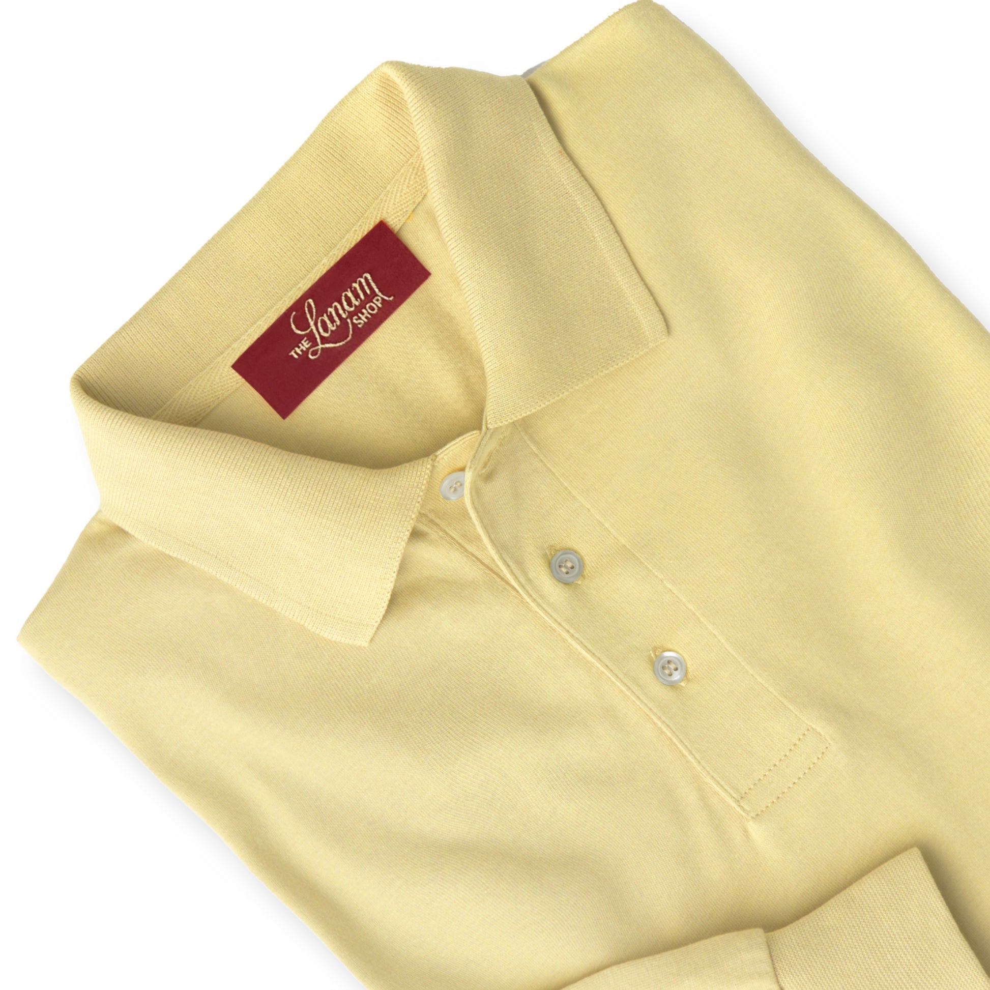 Men’s Pima Cotton Long-Sleeve Polo Shirt | Soft Yellow
