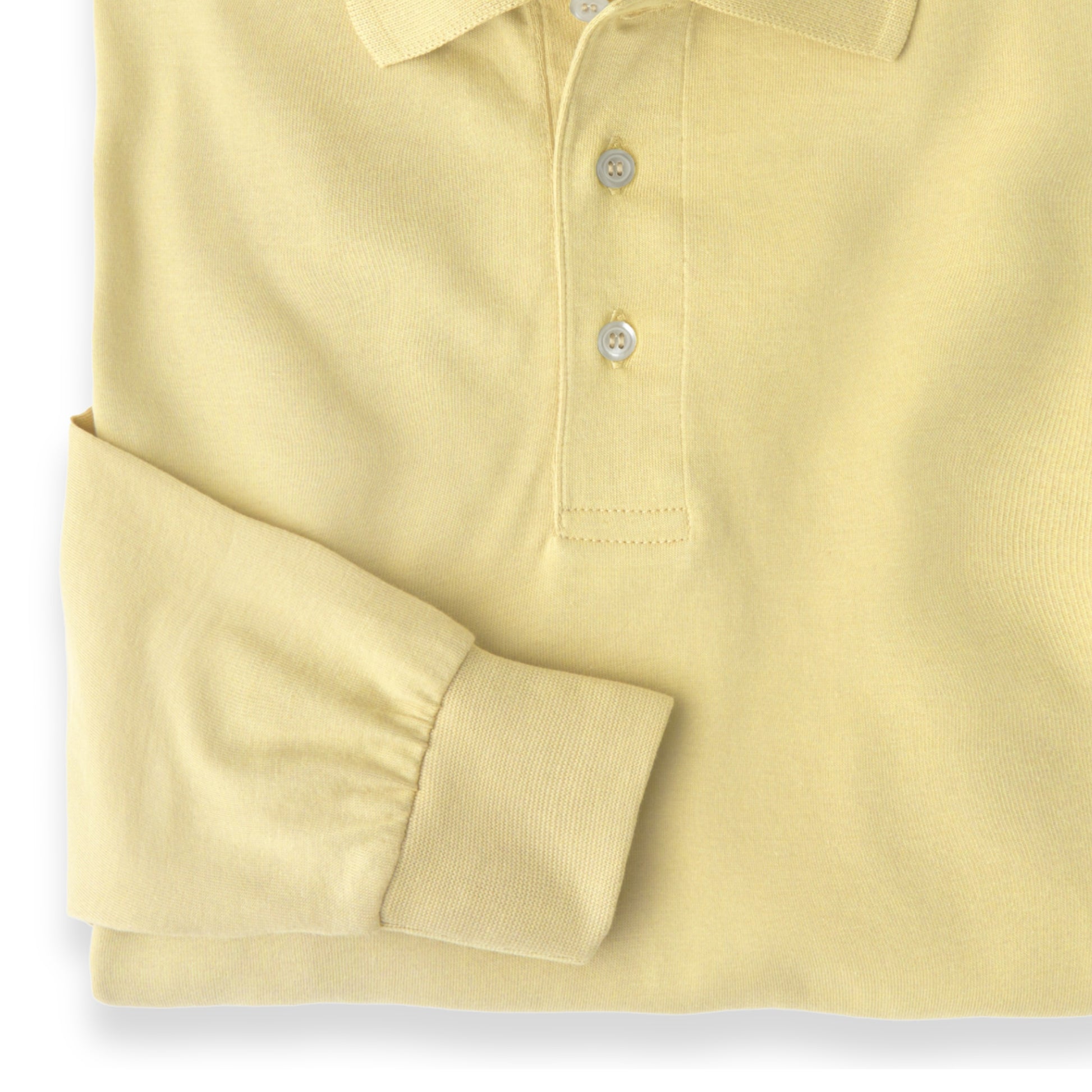 Men’s Pima Cotton Long-Sleeve Polo Shirt | Soft Yellow