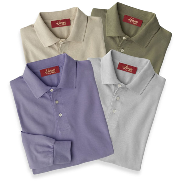 Men's Pima Cotton Long Sleeve Polo – Soft, Lightweight Jersey Knit