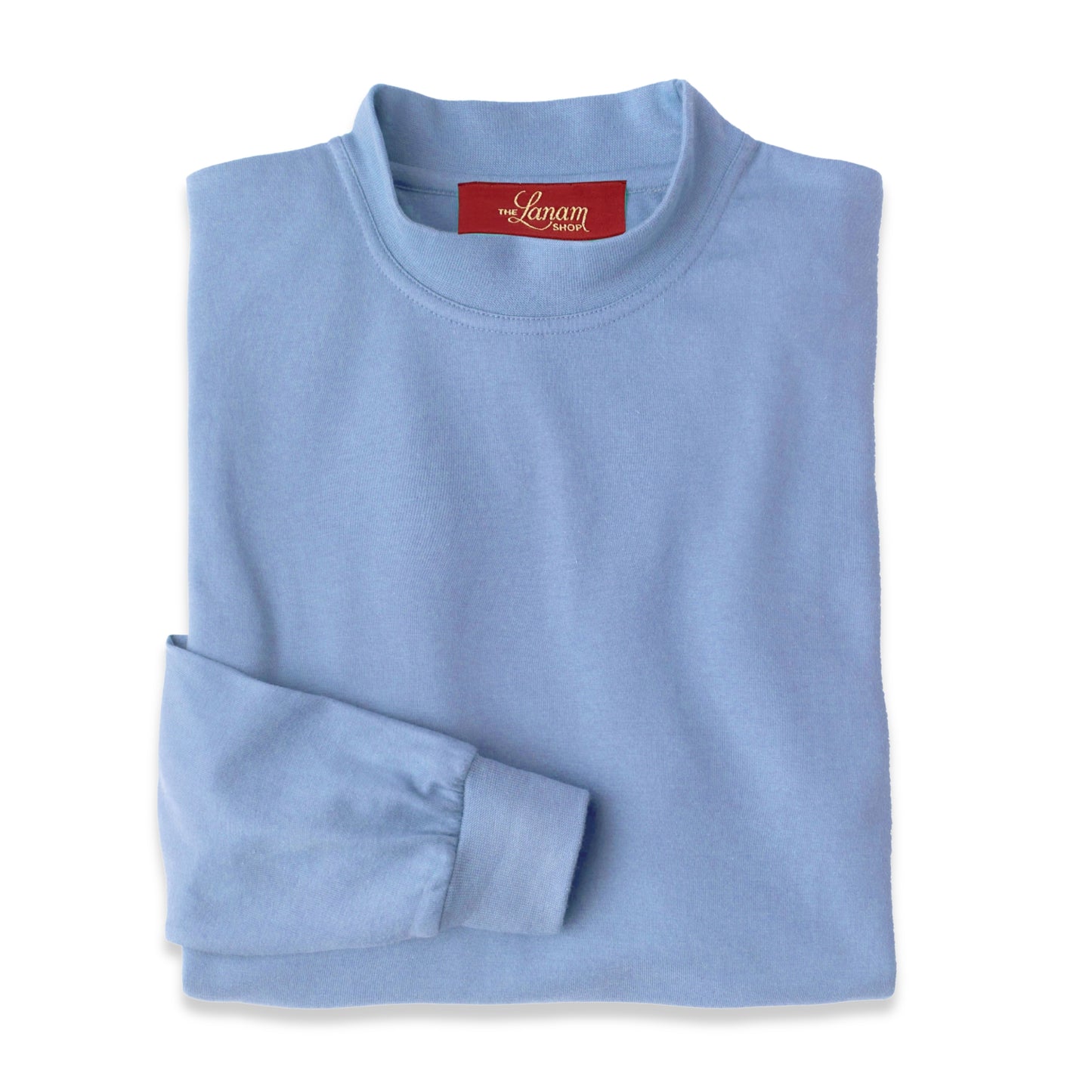 Men's Pima Cotton Long-Sleeve Mock Turtleneck Shirt | Carolina Blue