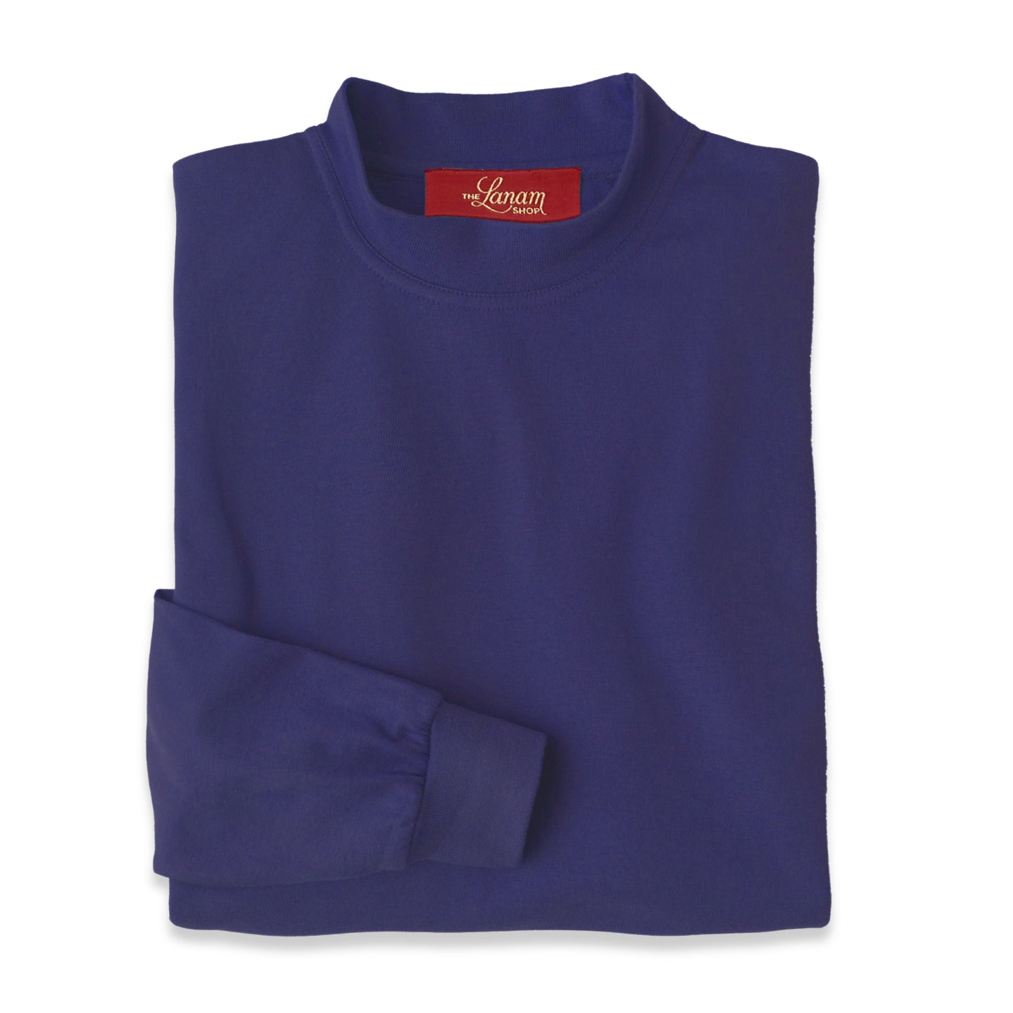 Men's Pima Cotton Long-Sleeve Mock Turtleneck Shirt | Denim Blue