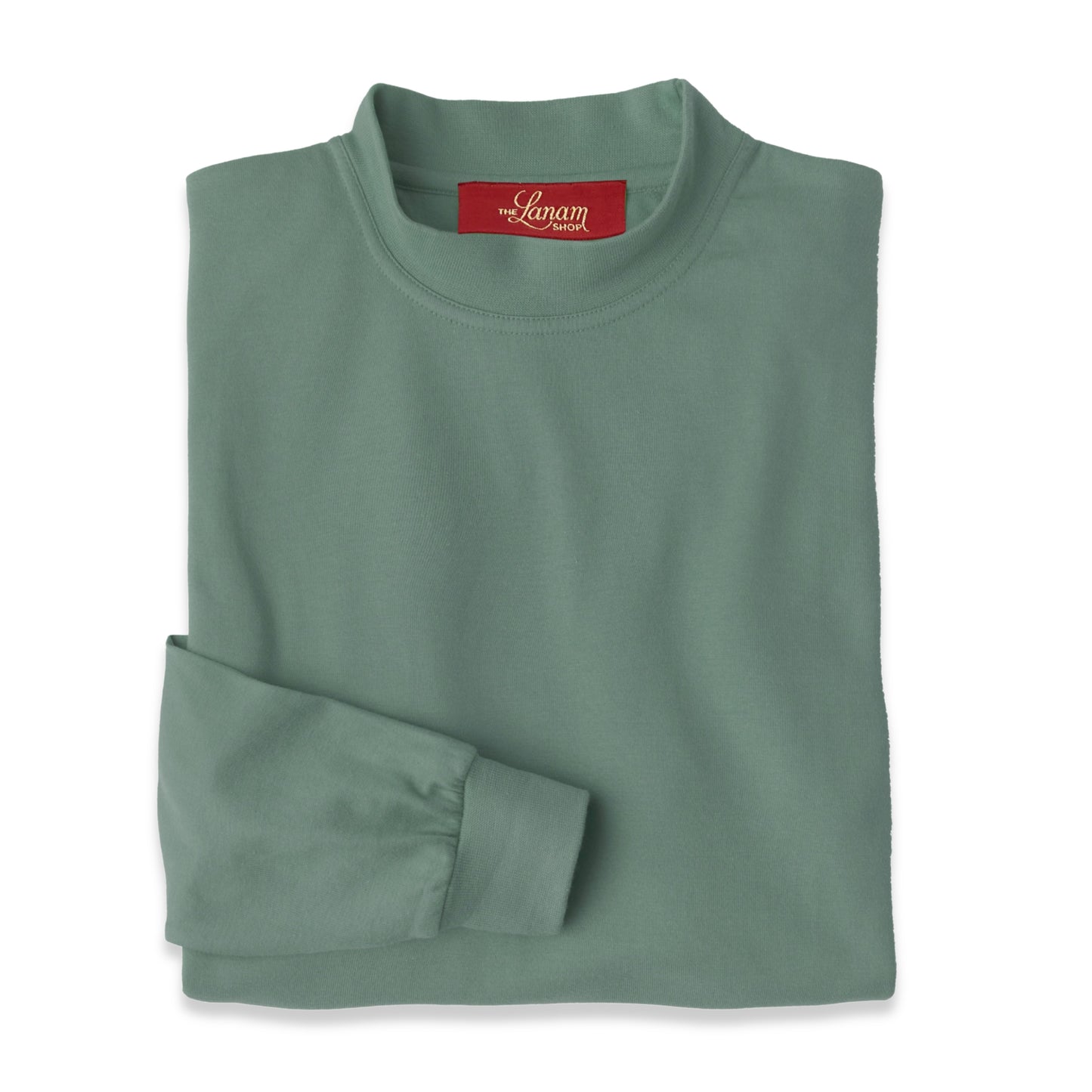 Men's Pima Cotton Long-Sleeve Mock Turtleneck Shirt | Sage Green