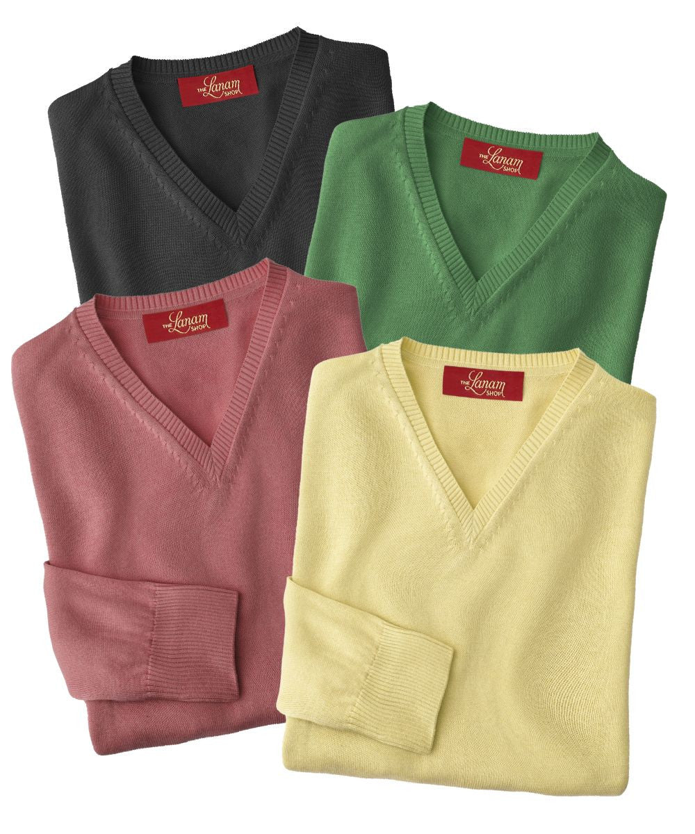 Men's Pima Cotton V-Neck Sweaters