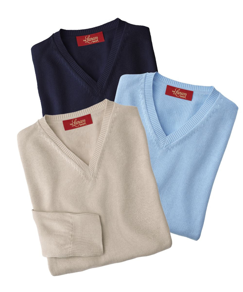 Men's Pima Cotton V-Neck Sweaters