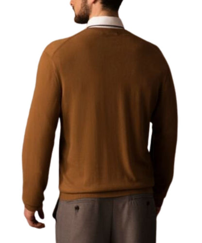 Men's Pure Vicuña V-Neck Sweater in Natural
