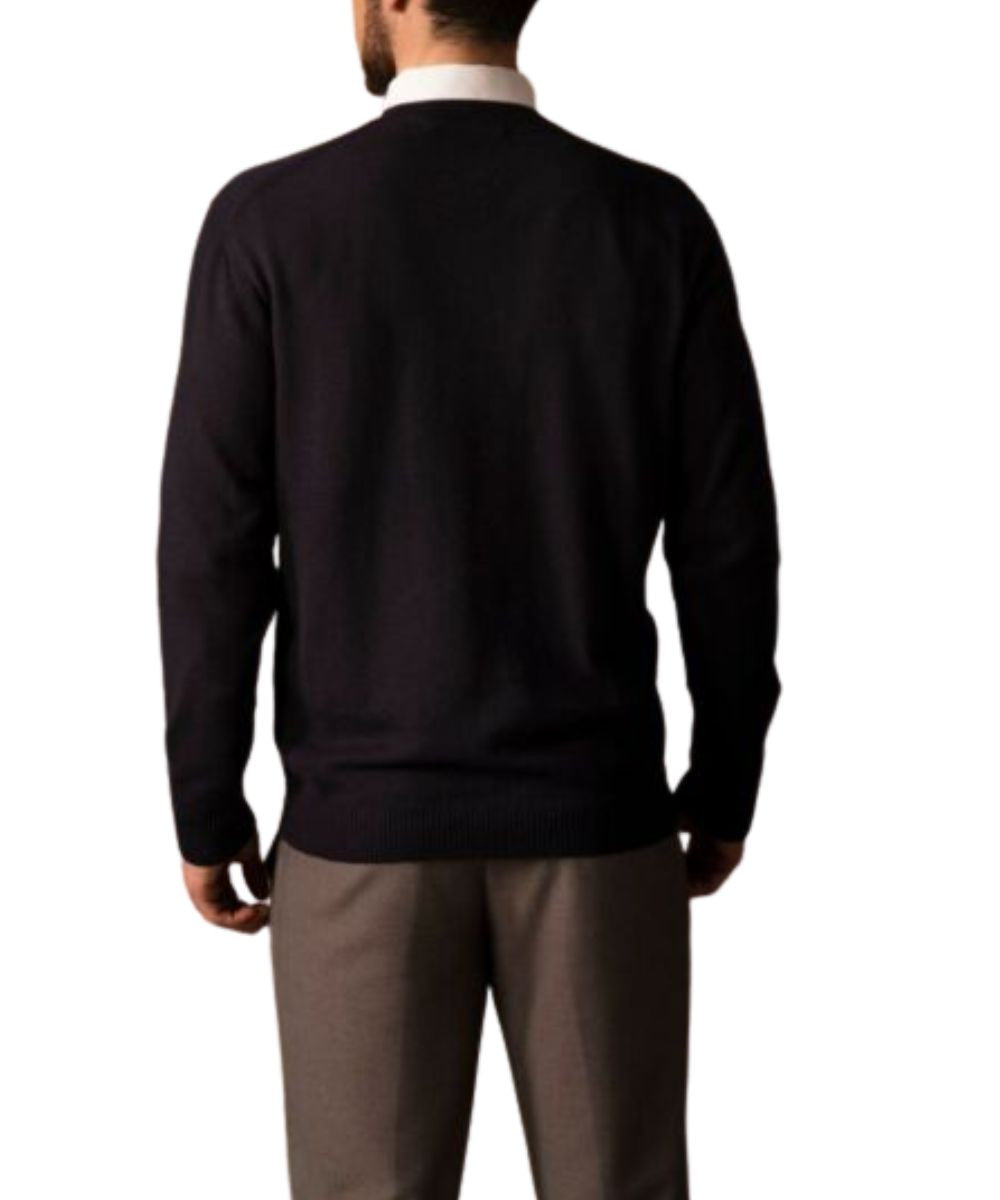 Men's Pure Vicuña V-Neck Sweater in Navy