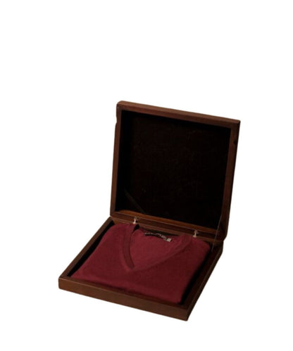 Men's Pure Vicuña V-Neck Sweater in Wine with Gift Box
