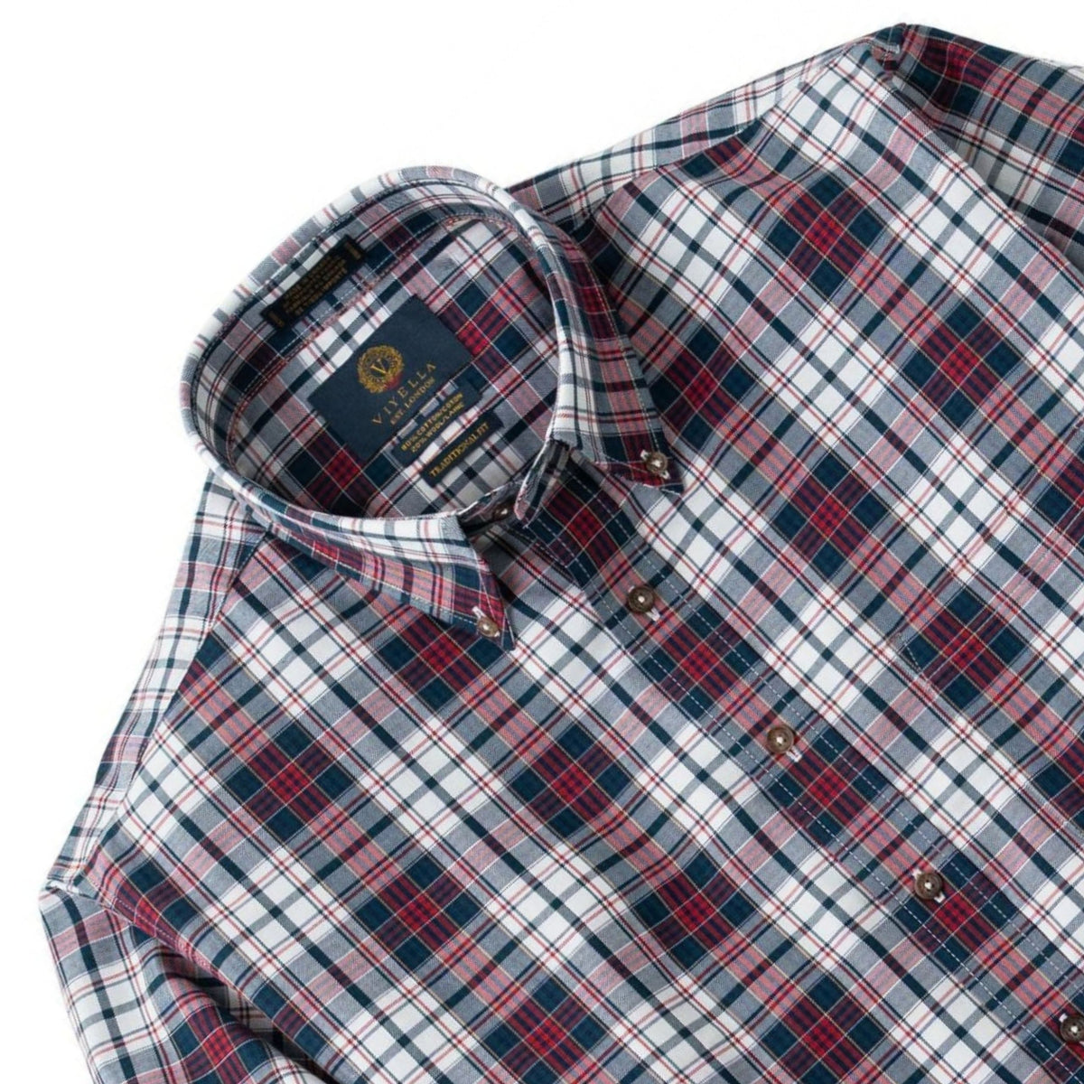 Men's Red and Blue Check Viyella Shirt