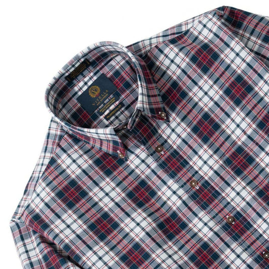Men's Red and Blue Check Viyella Shirt