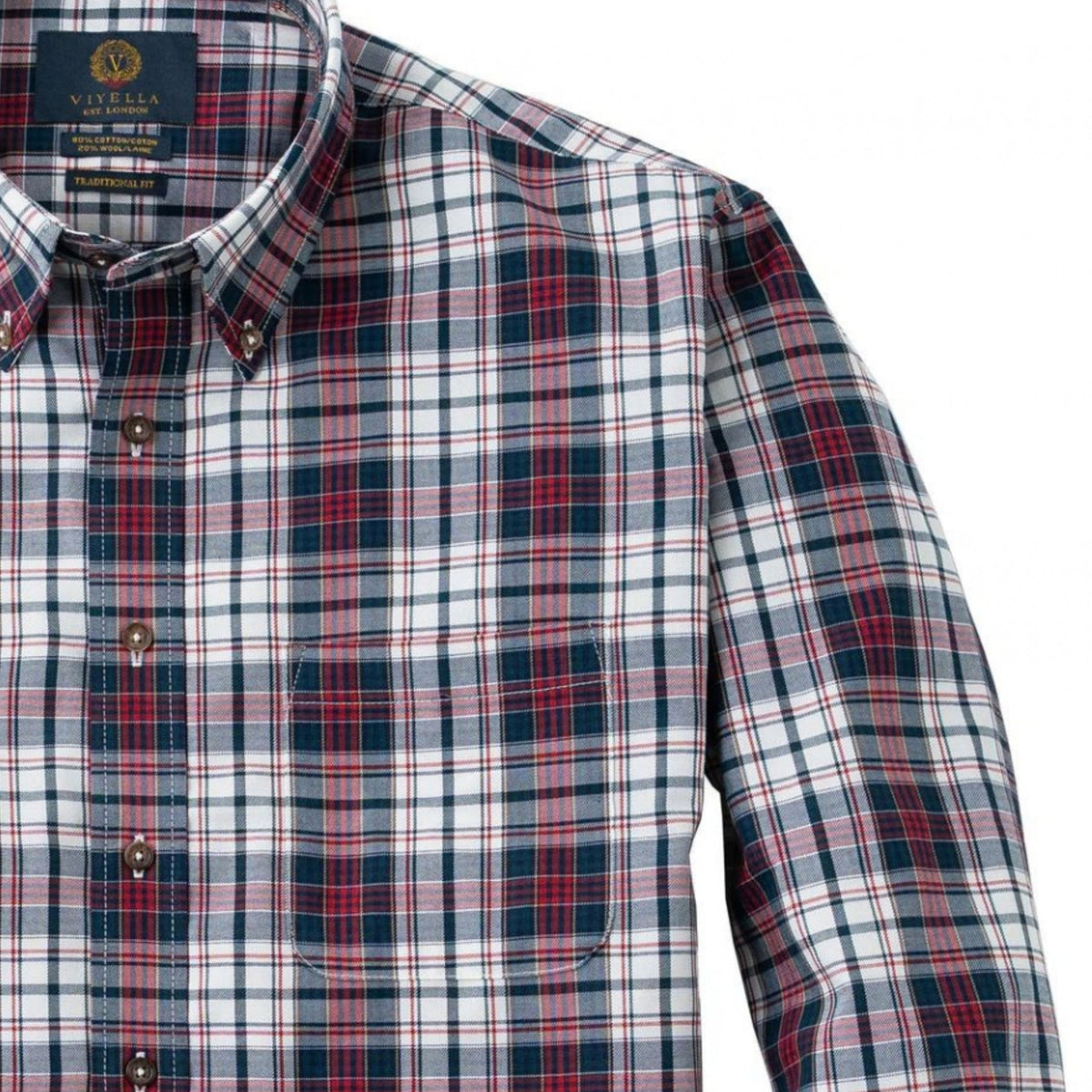 Men's Red and Blue Check Viyella Shirt