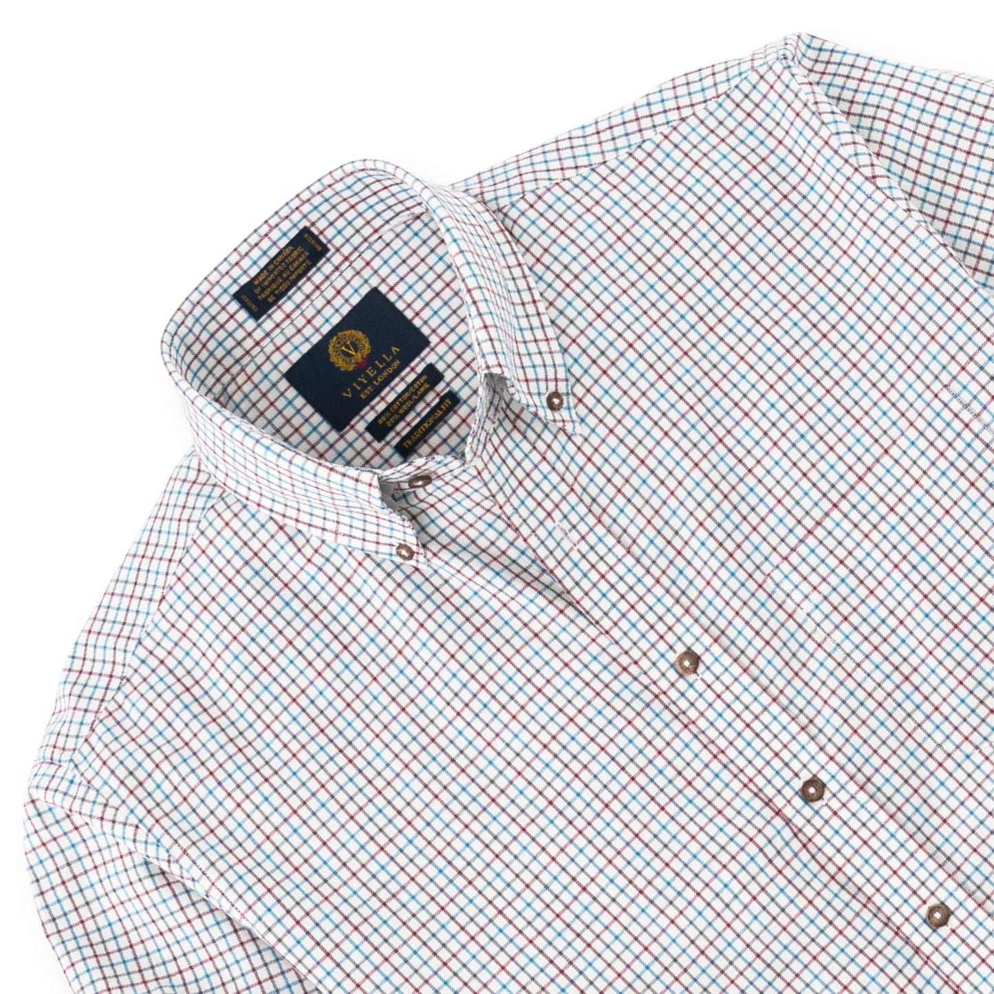 Men's Red and Blue Tattersall Viyella Shirt