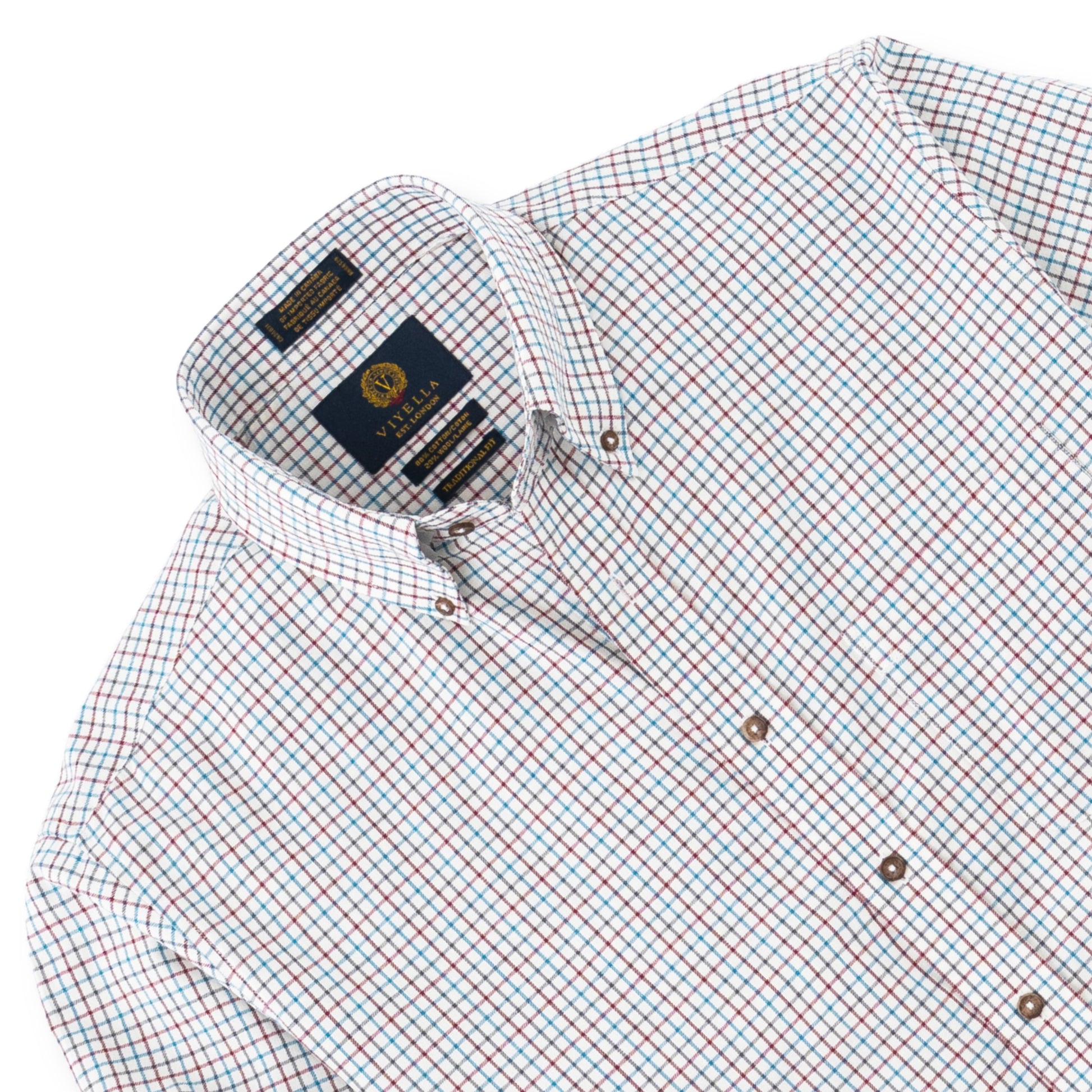 Men's Red and Blue Tattersall Viyella Shirt