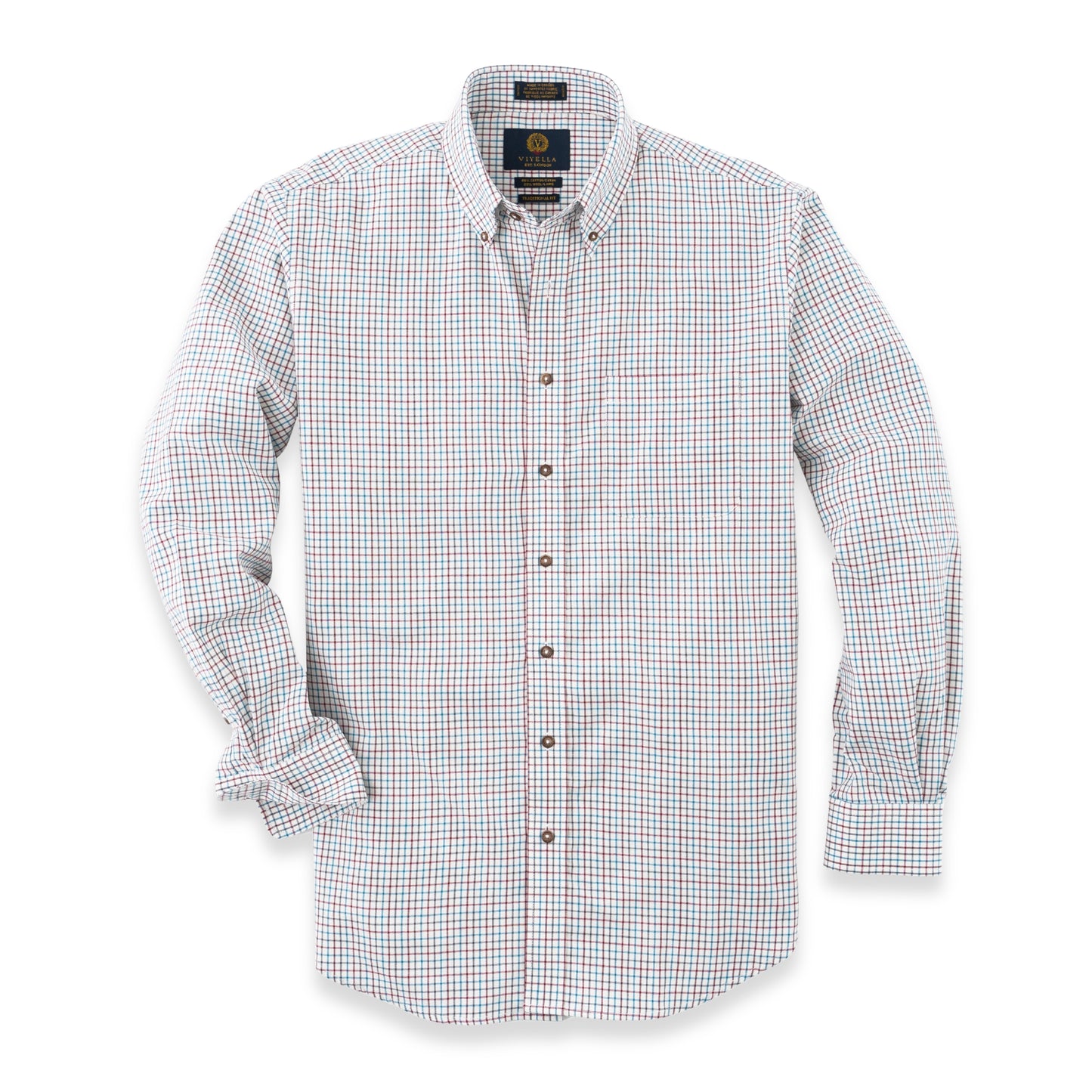 Men's Red and Blue Tattersall Viyella Shirt