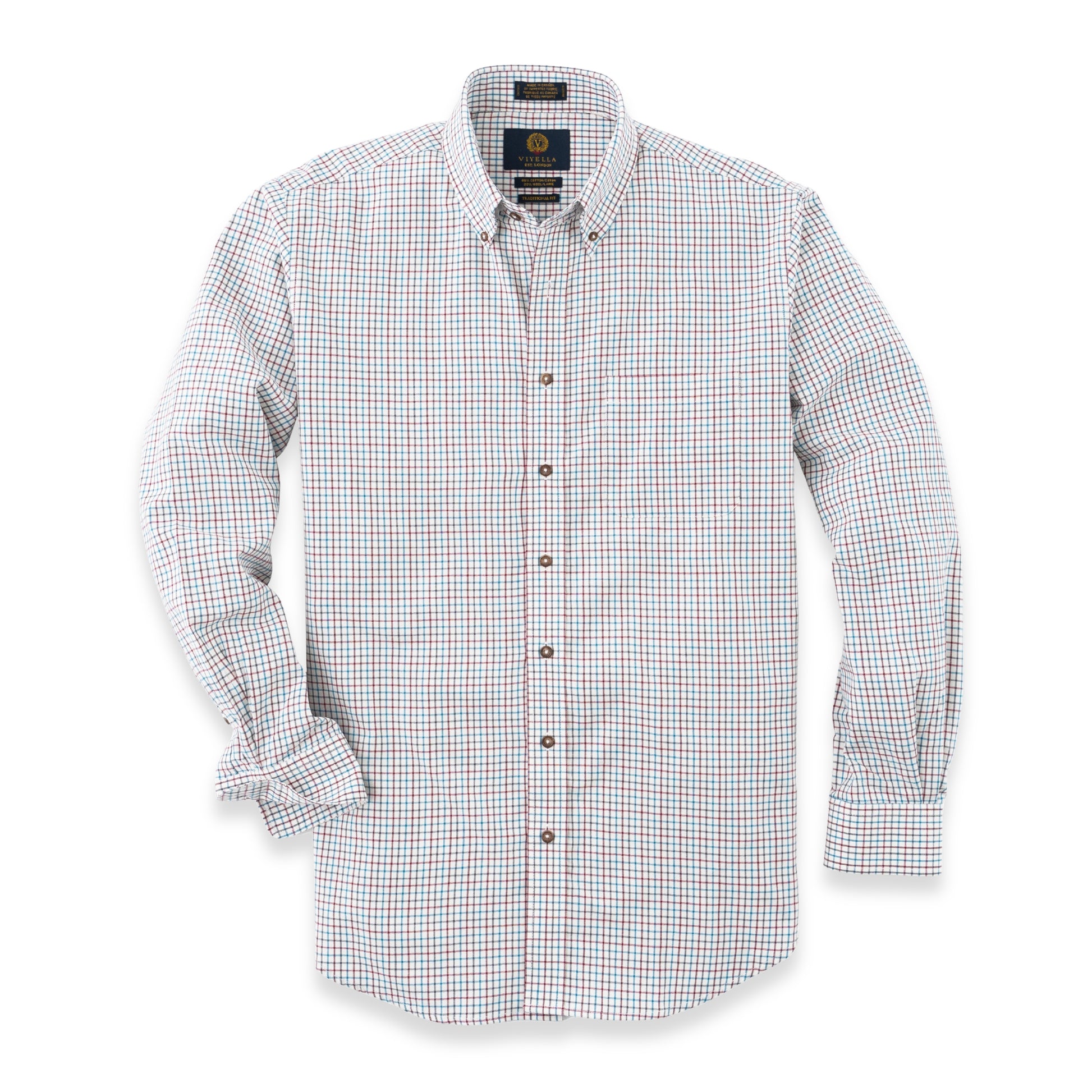 Men's Red and Blue Tattersall Viyella Shirt