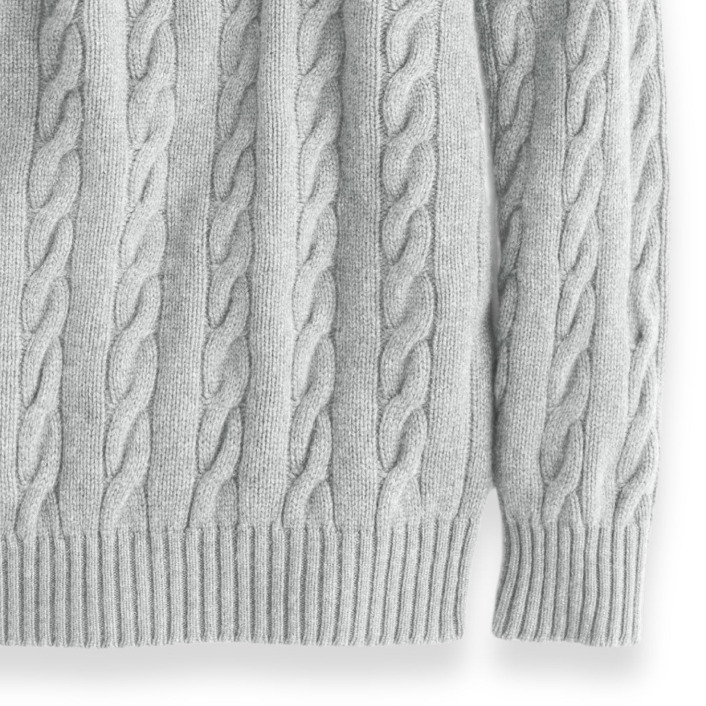 Men's Shetland Wool Cable Knit Crew Neck Sweater | Blazer Grey