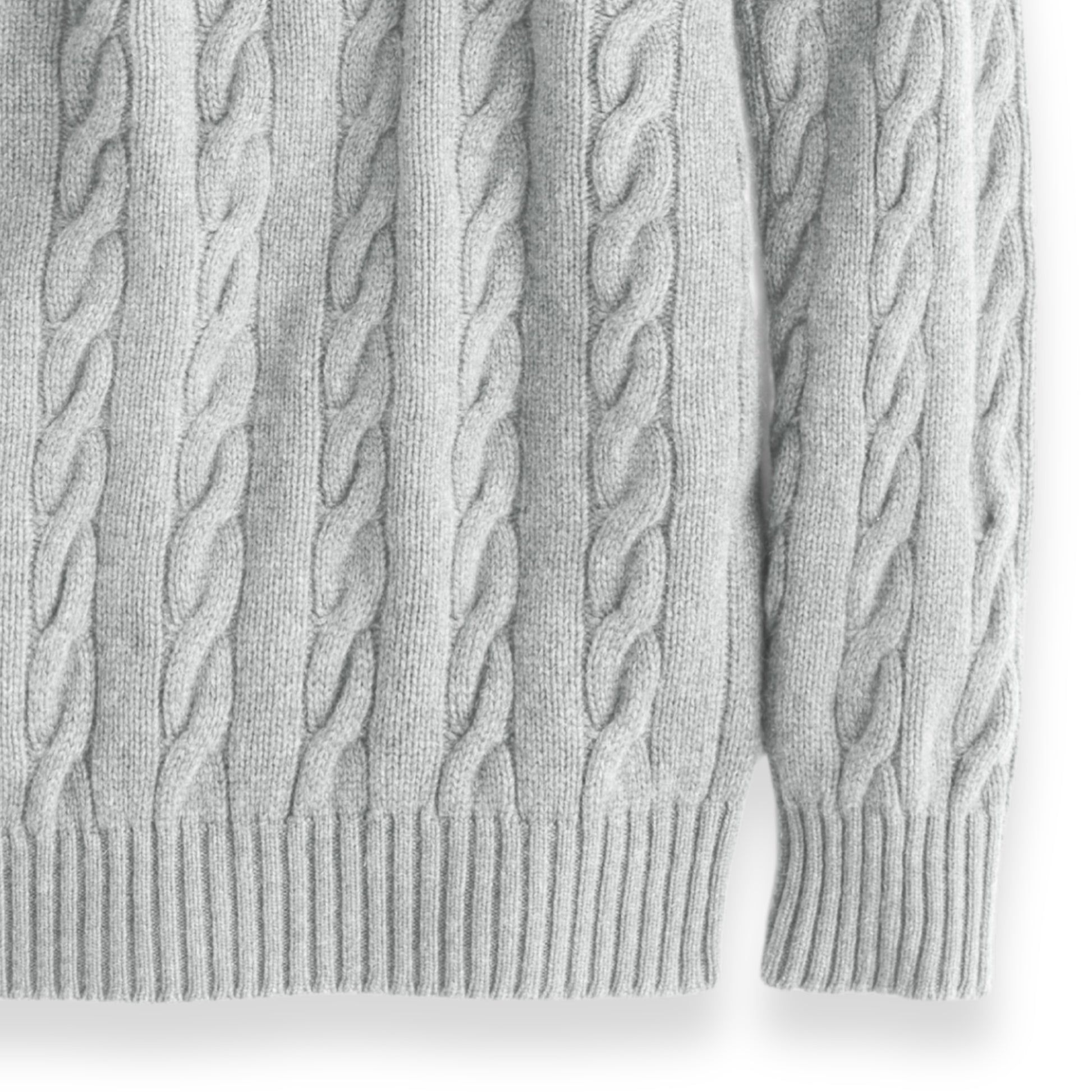 Men's Shetland Wool Cable Knit Crew Neck Sweater | Blazer Grey