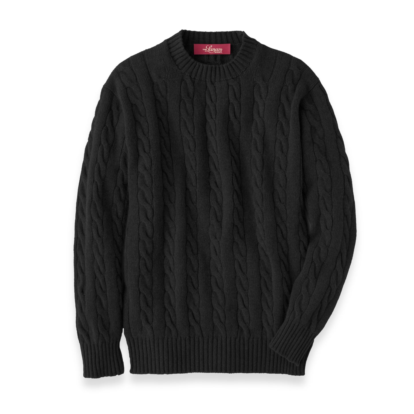 Men's Shetland Wool Cable Knit Crew Neck Sweater | Oxford Grey