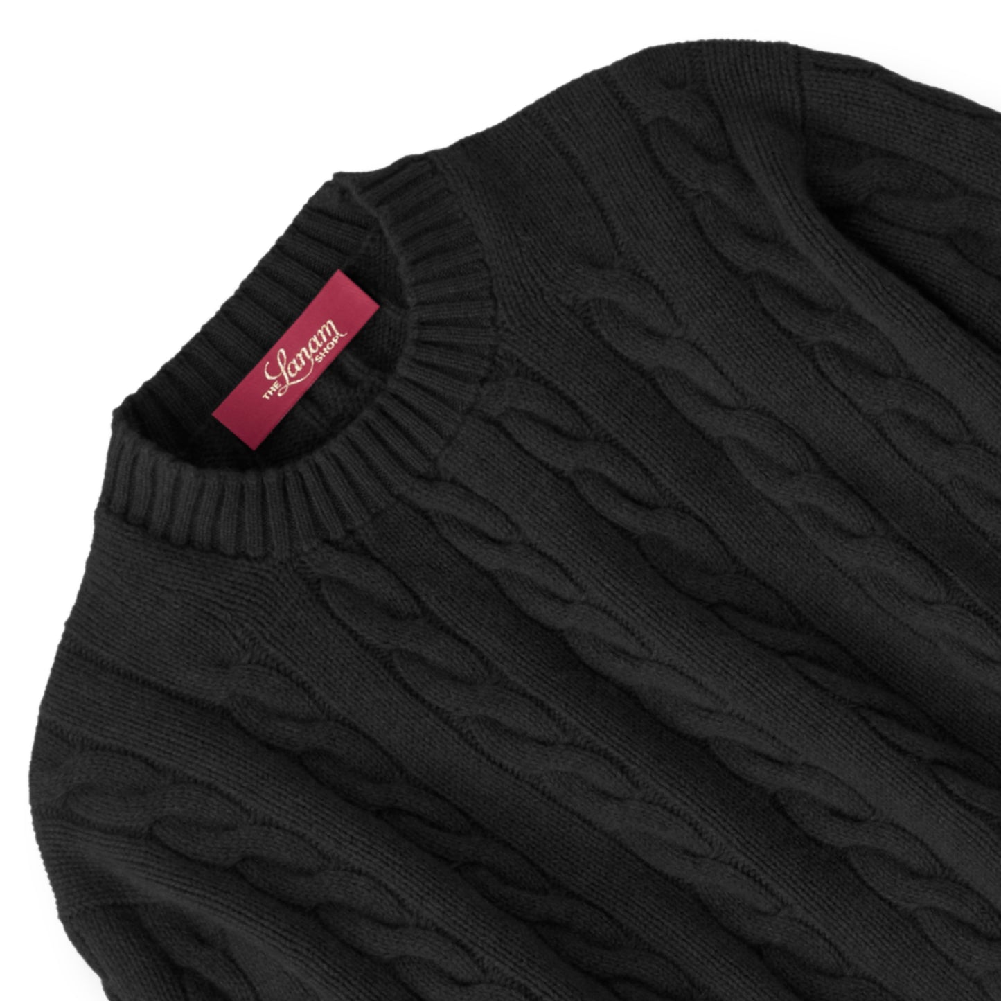 Men's Shetland Wool Cable Knit Crew Neck Sweater | Oxford Grey