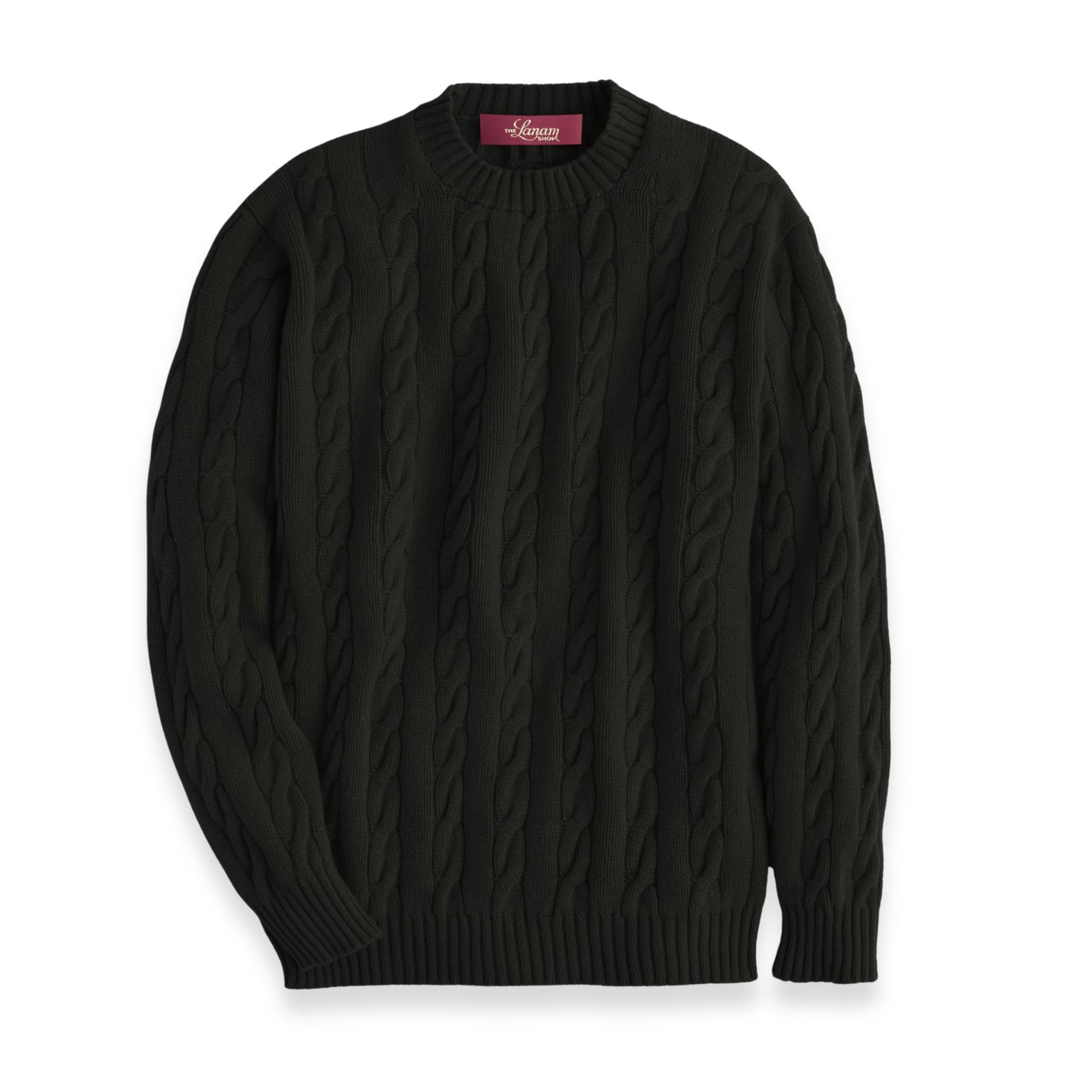 Men's Shetland Wool Cable Knit Crew Neck Sweater | Spruce Green