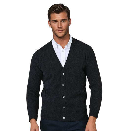 Men's Super-Fine Geelong Lambswool Cardigan | Charcoal