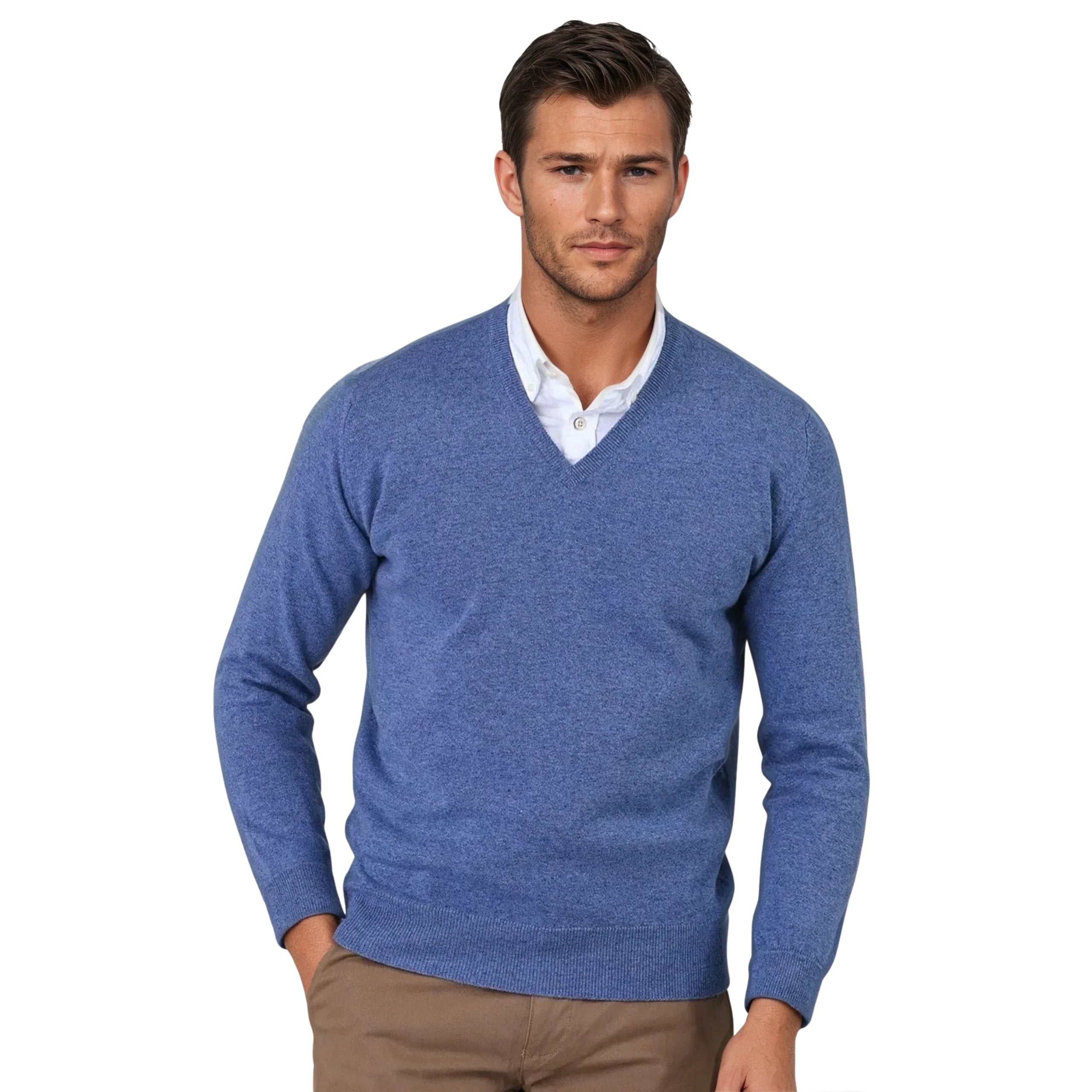 Men's Super-Fine Geelong Lambswool V-Neck Sweater | The Lanam Shop