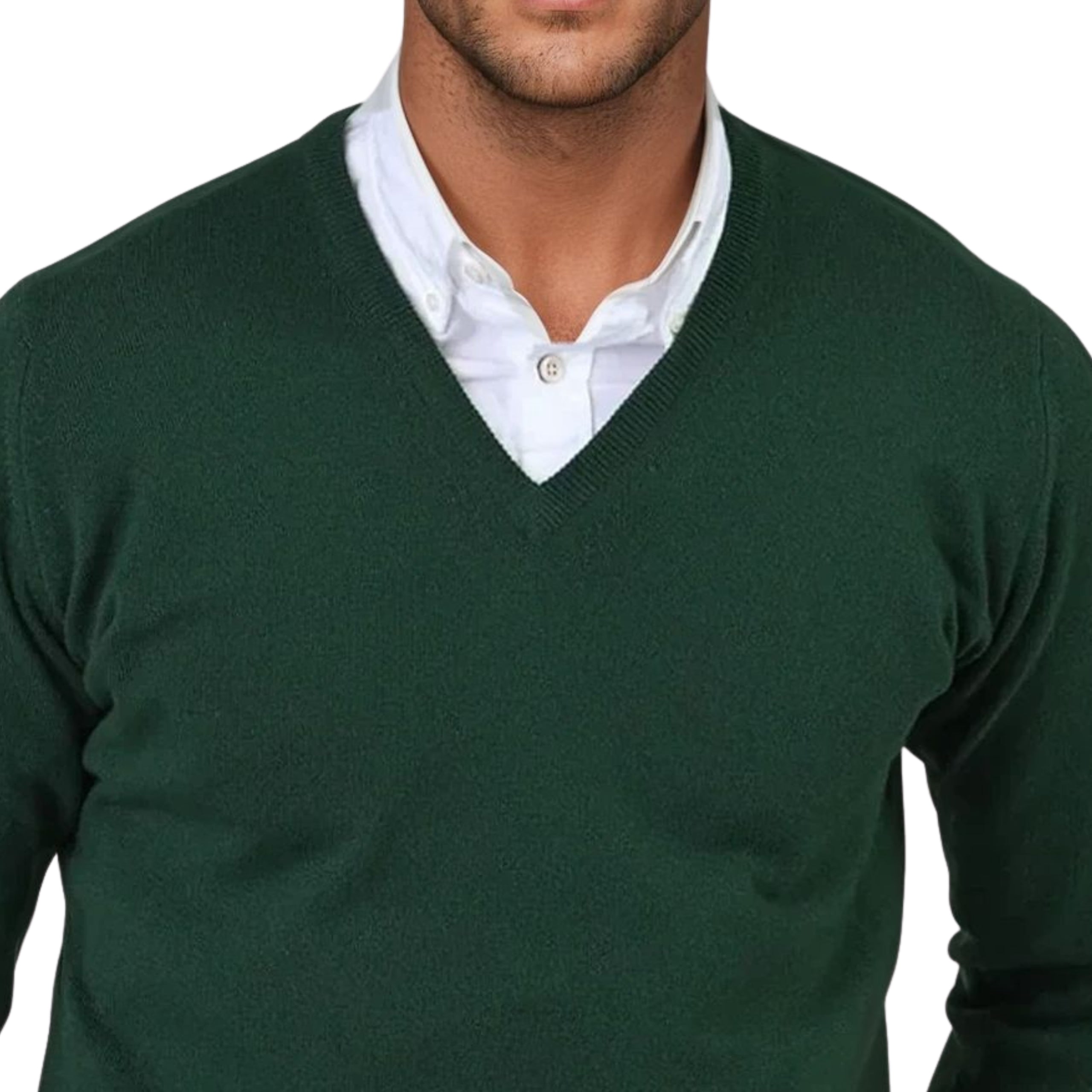 Men's Super-Fine Geelong Lambswool V-Neck Sweater | The Lanam Shop