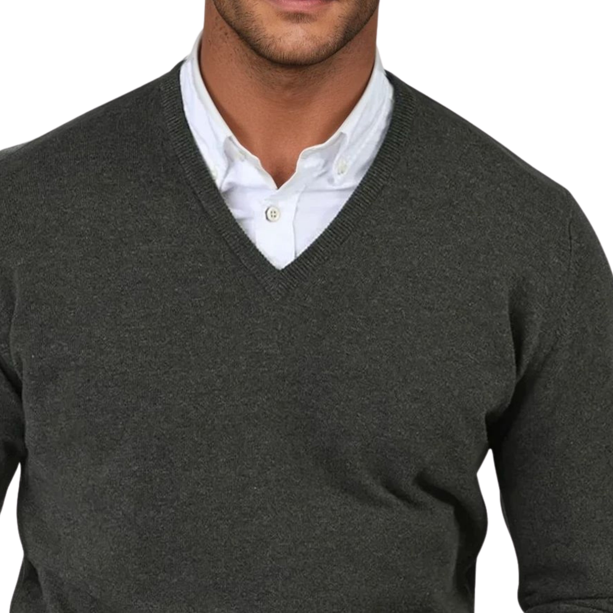 Men's Super-Fine Geelong Lambswool V-Neck Sweater | The Lanam Shop