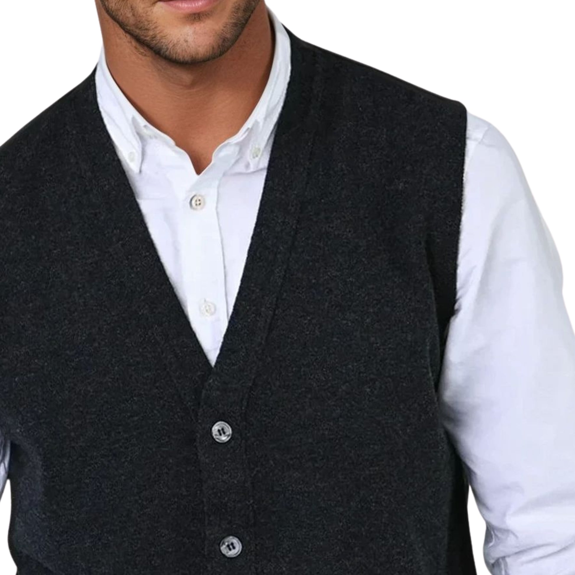 Men's Super-Fine Geelong Lambswool Waistcoat | Charcoal Grey