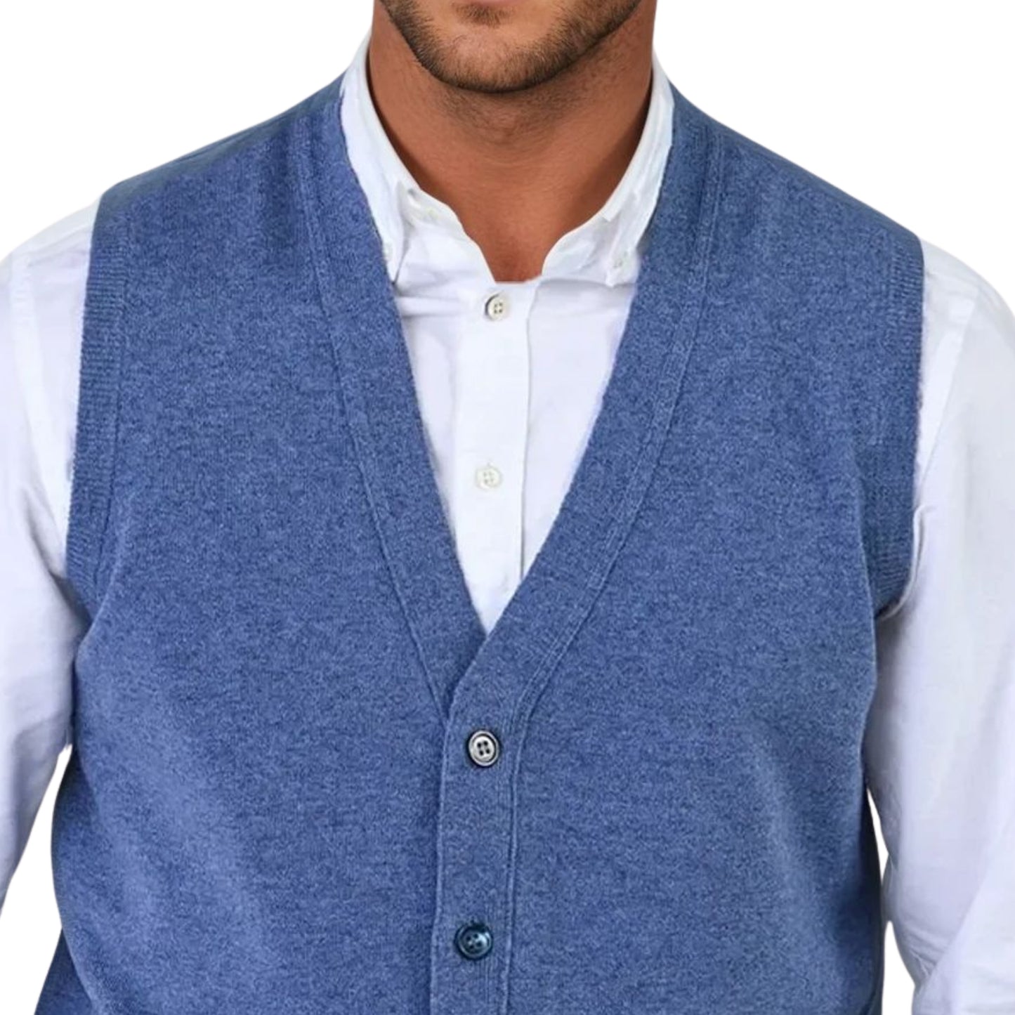 Men's Super-Fine Geelong Lambswool Waistcoat | Clyde Blue
